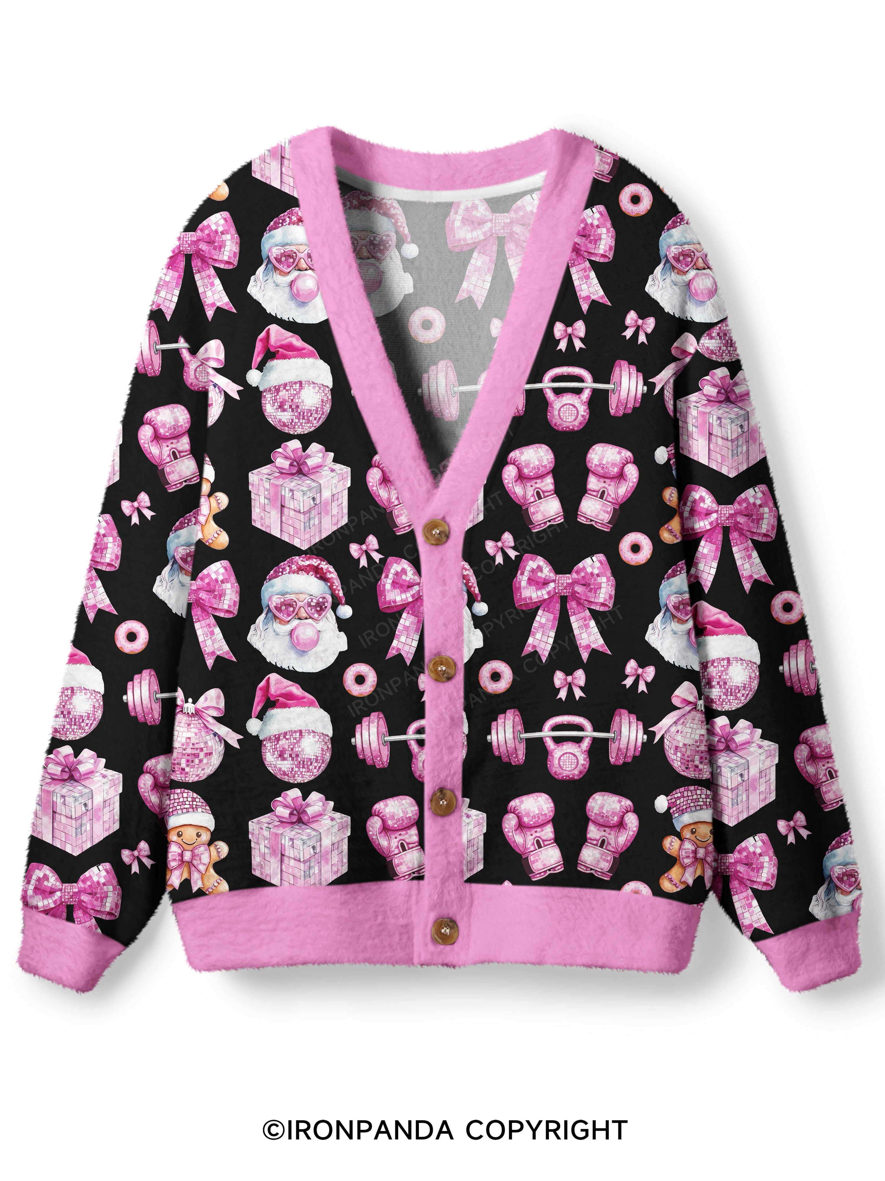 Holiday Hustle and Pink Glow Ugly Cardigan Sweater