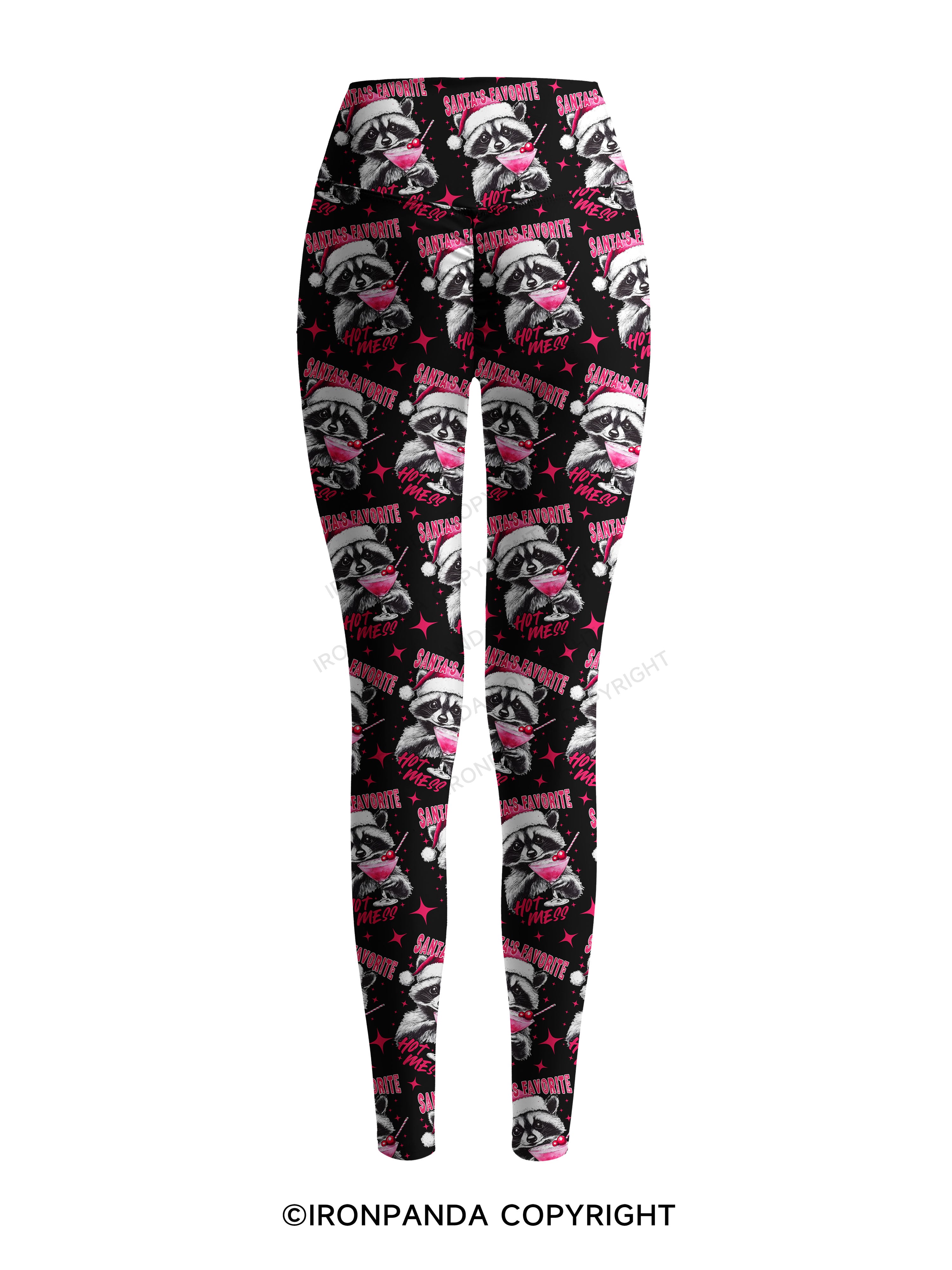 SANTA'S FAVORITE HOT MESS Printed Yoga Pants
