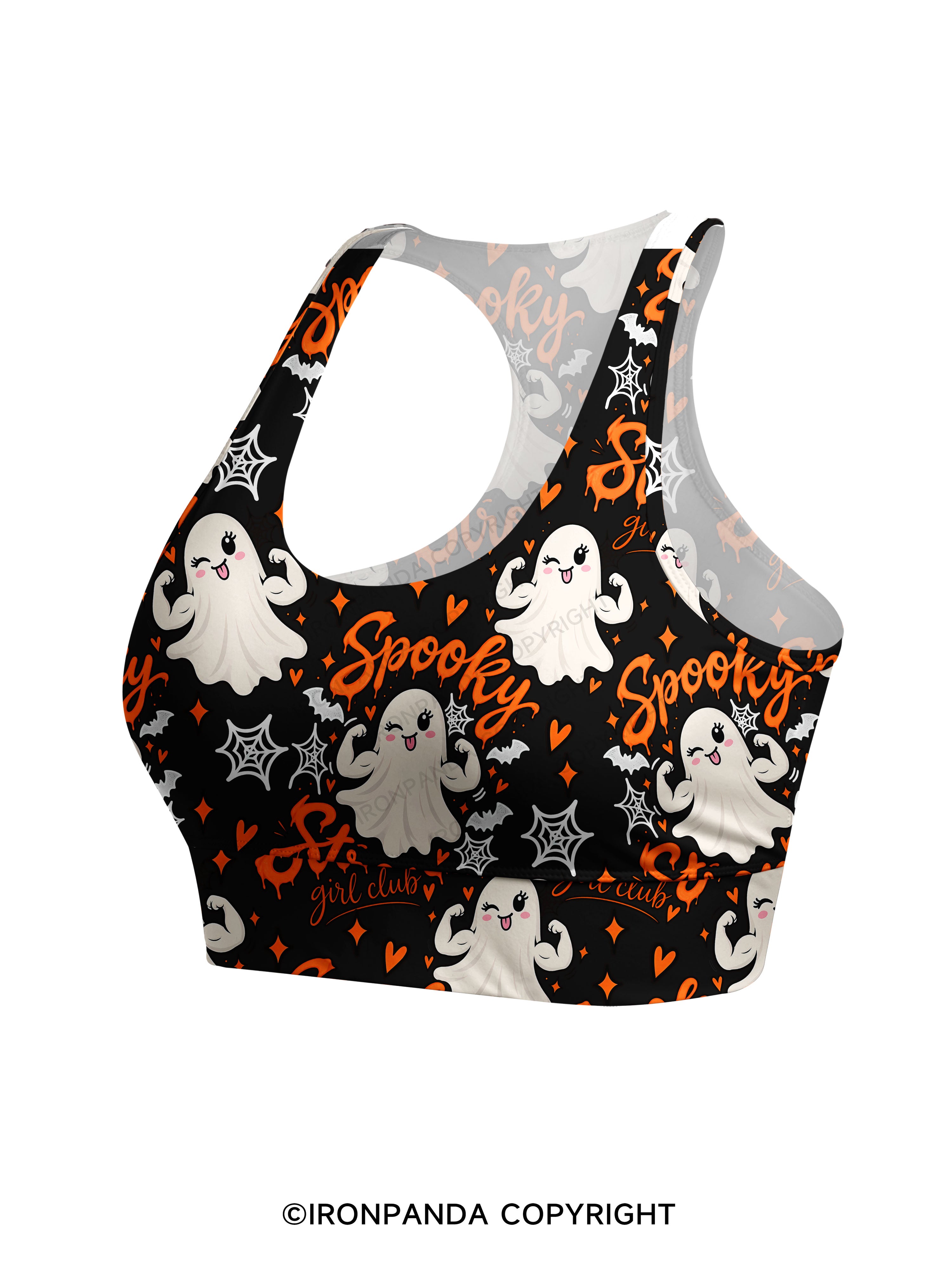 SPOOKY STRONG GIRL CLUB Racerback Sports Bra