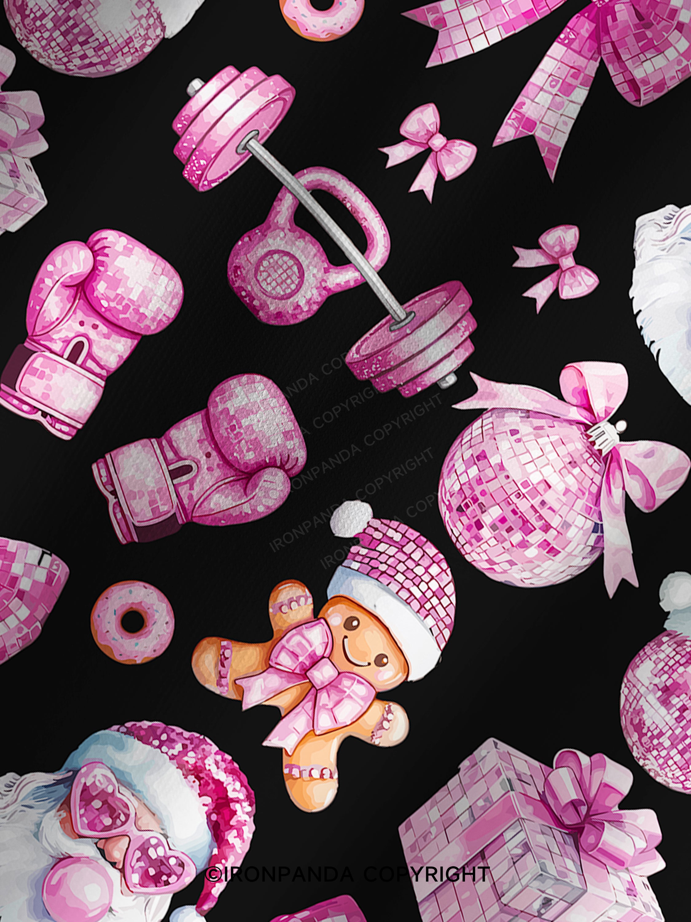 Holiday Hustle and Pink Glow Printed Yoga Shorts