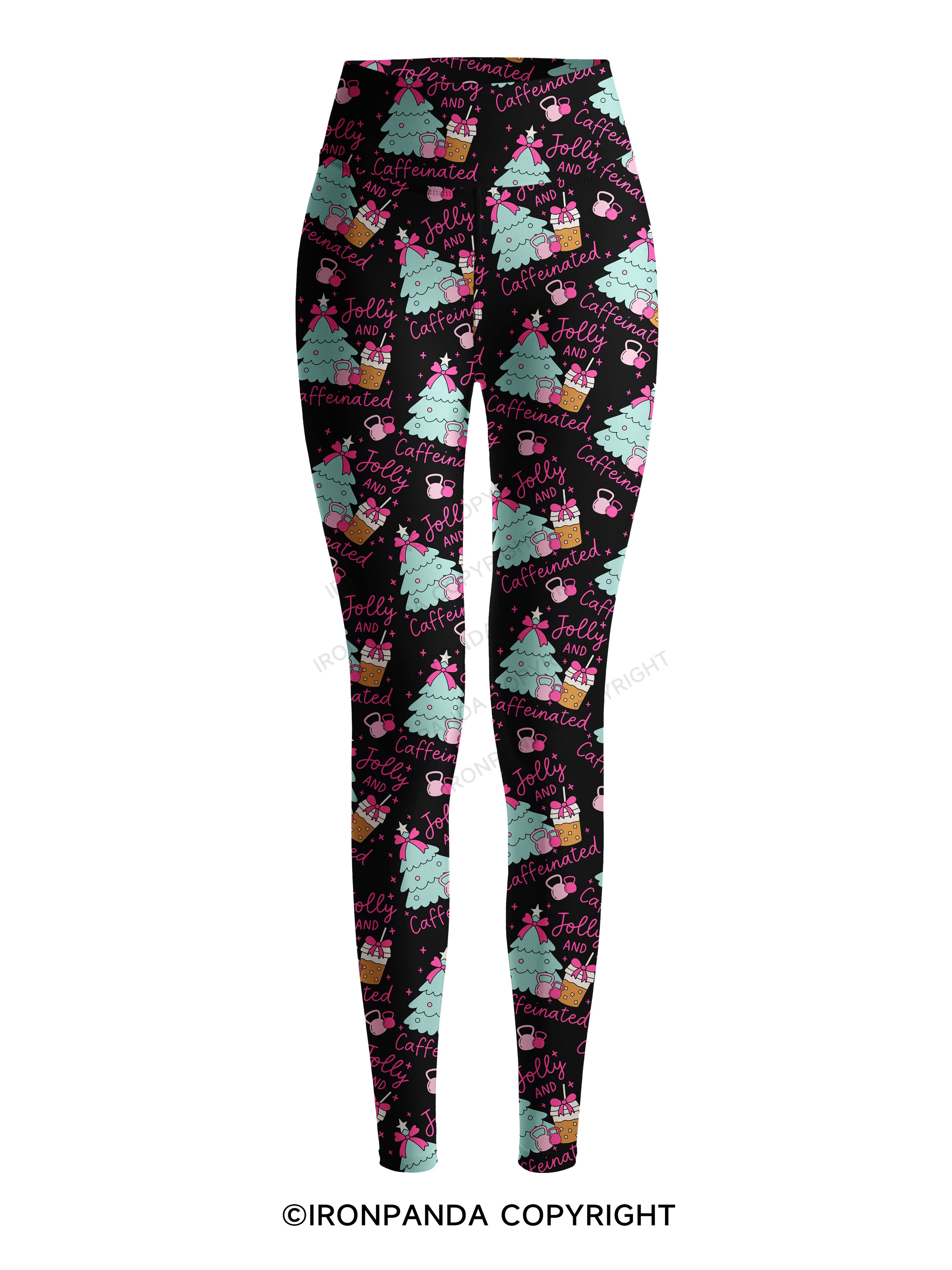 JOLLY AND CAFFEINATED Printed Yoga Pants
