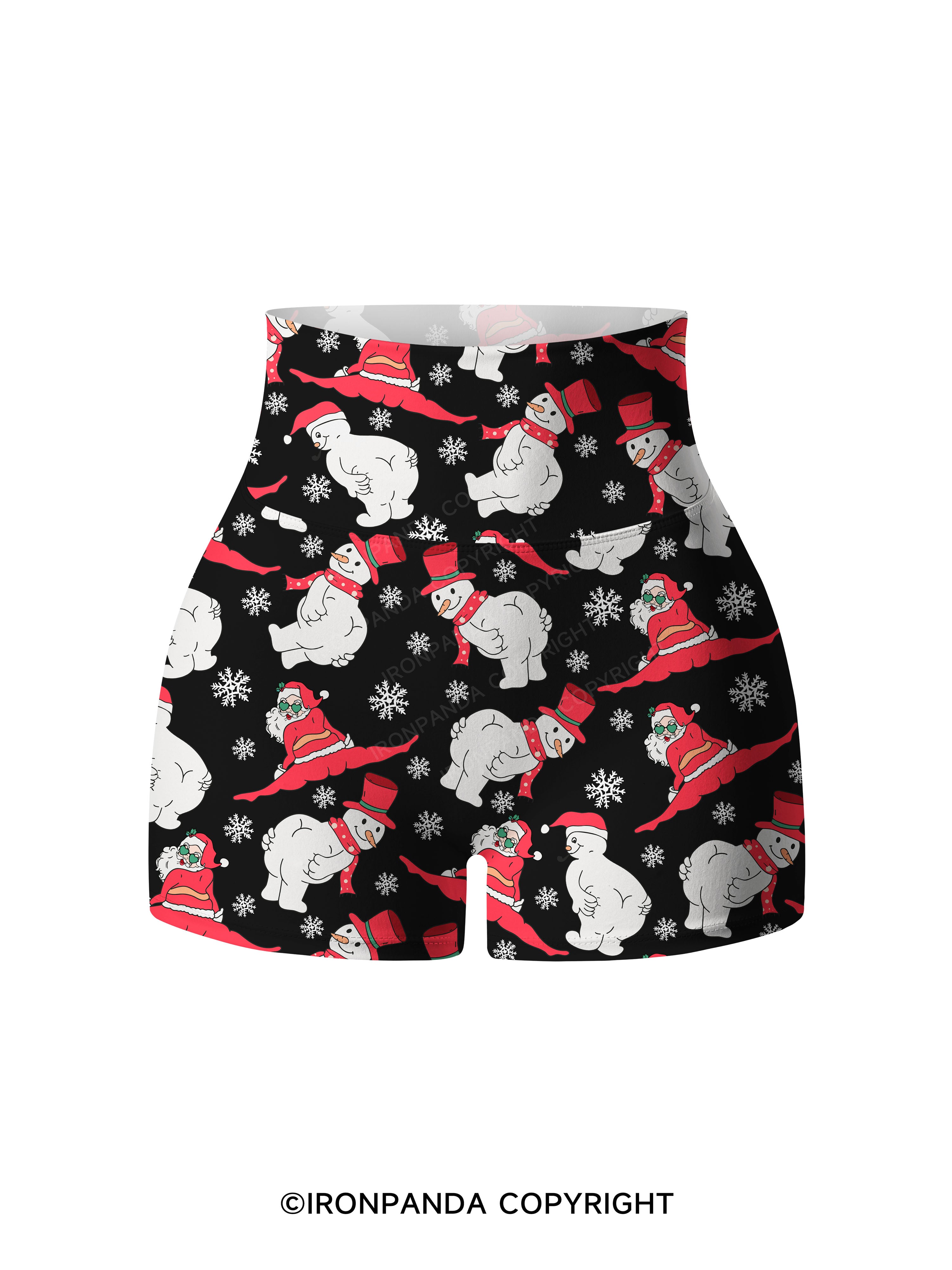 MERRY FITMAS AND A HAPPY NEW REAR Printed Yoga Shorts