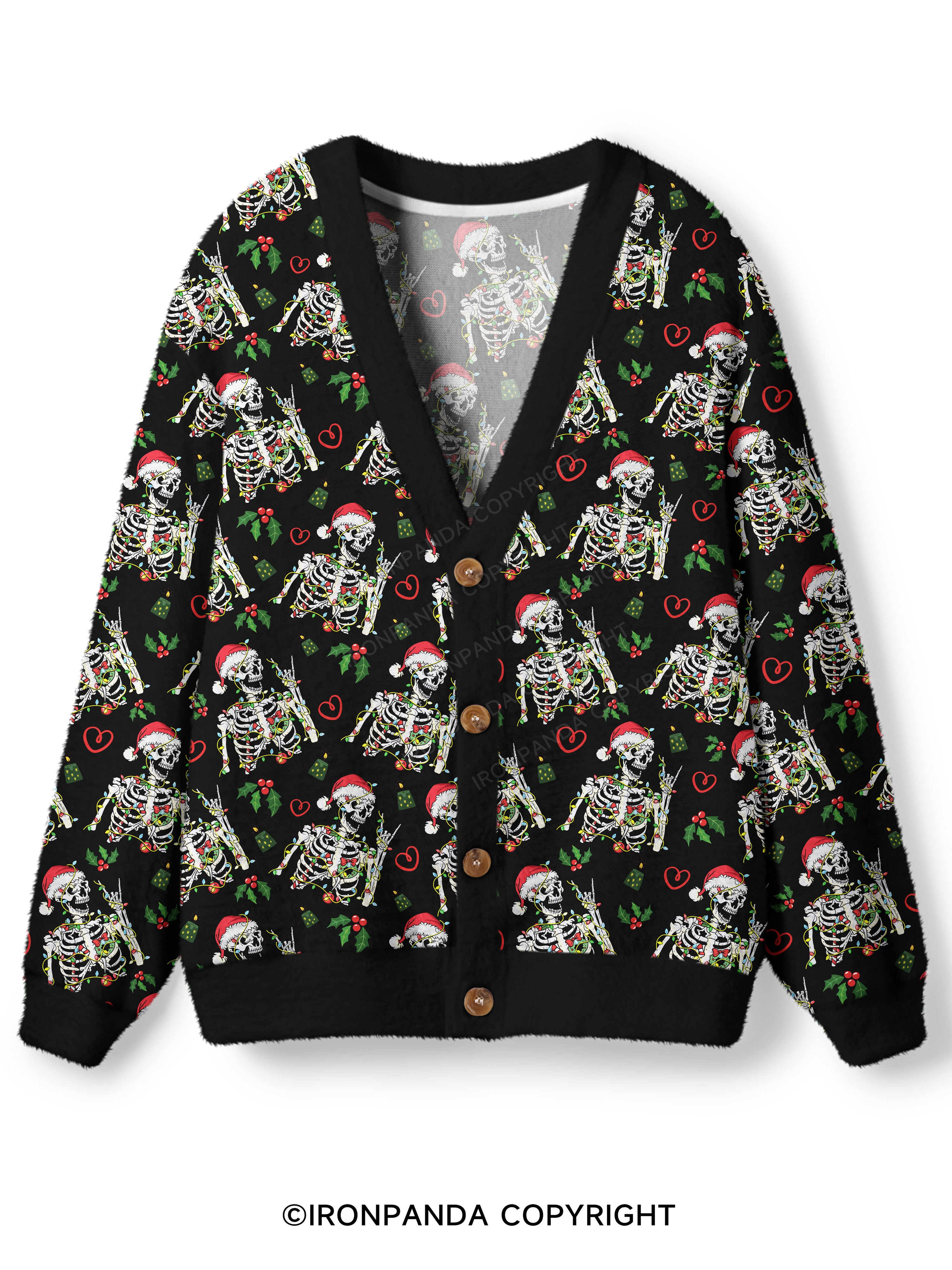 SKELETON WITH CHRISTMAS LIGHTS Ugly Cardigan Sweater