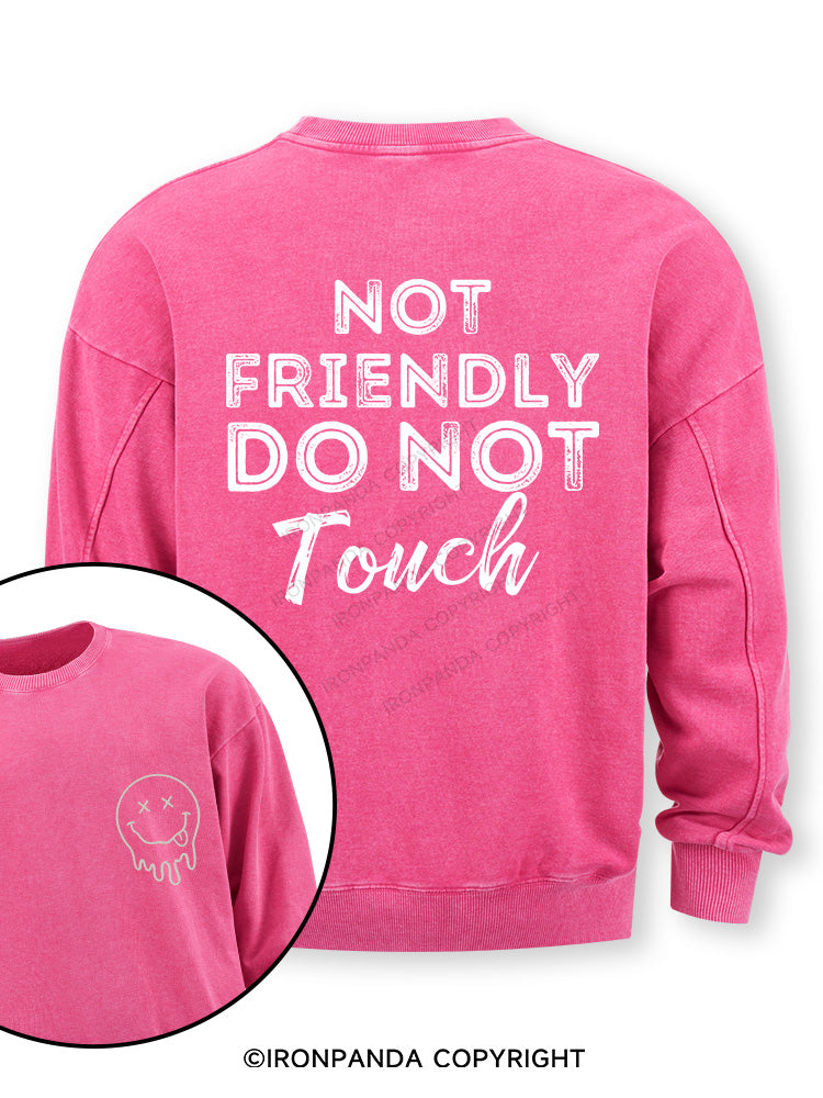 Not friendly, do not touch Double-Sided Printed Washed Sweatshirt
