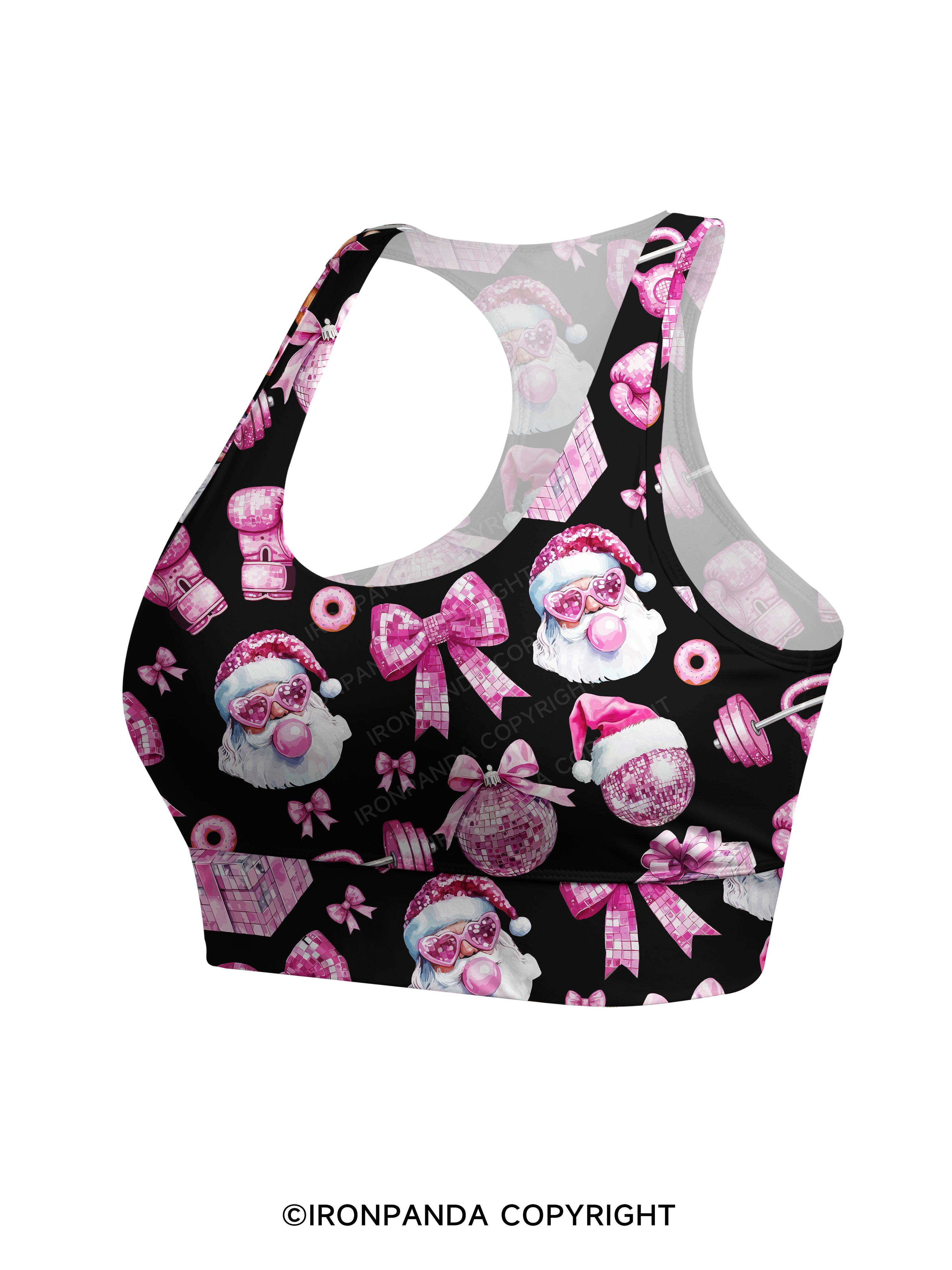 Holiday Hustle and Pink Glow Racerback Sports Bra