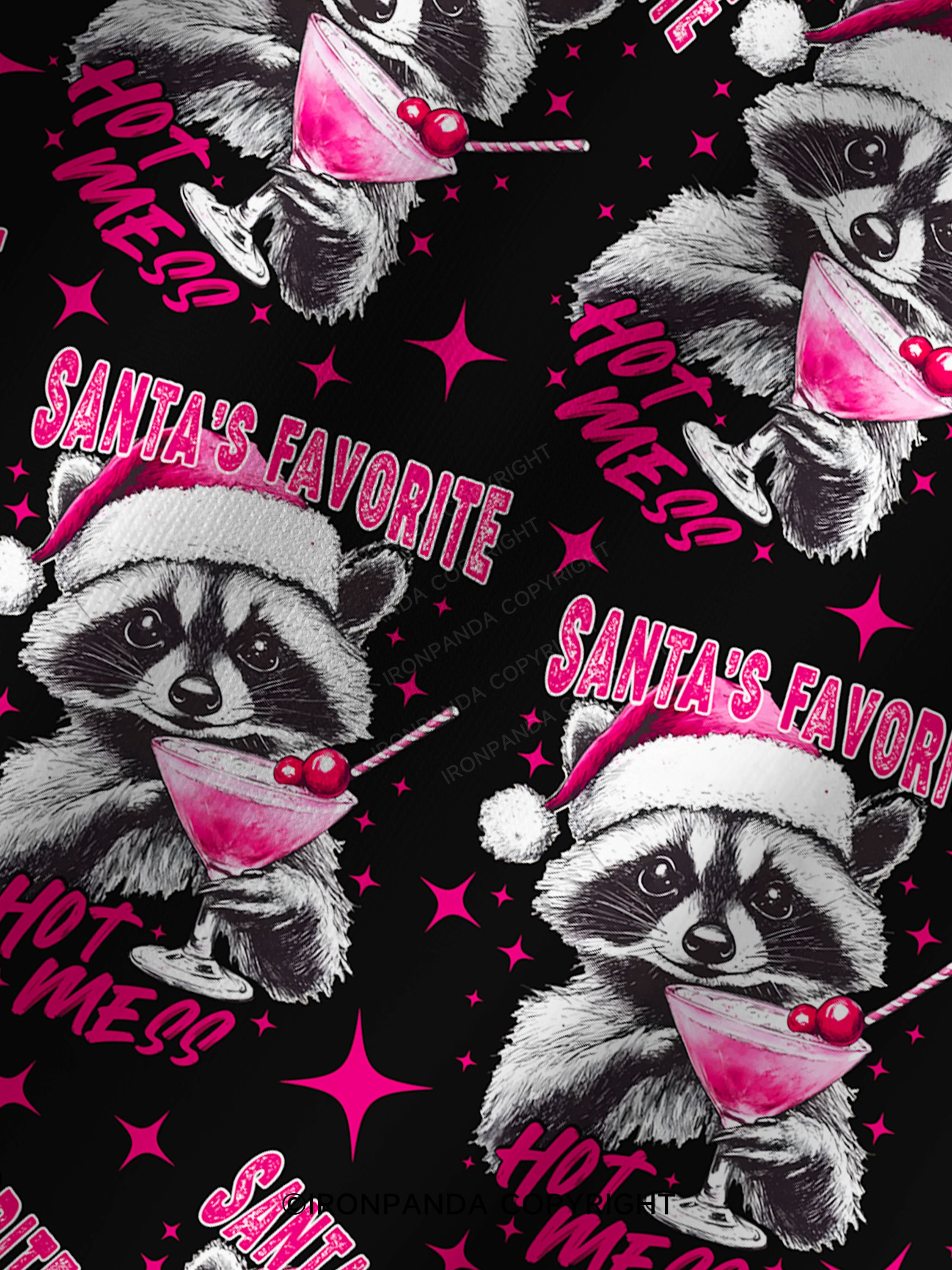 SANTA'S FAVORITE HOT MESS Printed Yoga Shorts