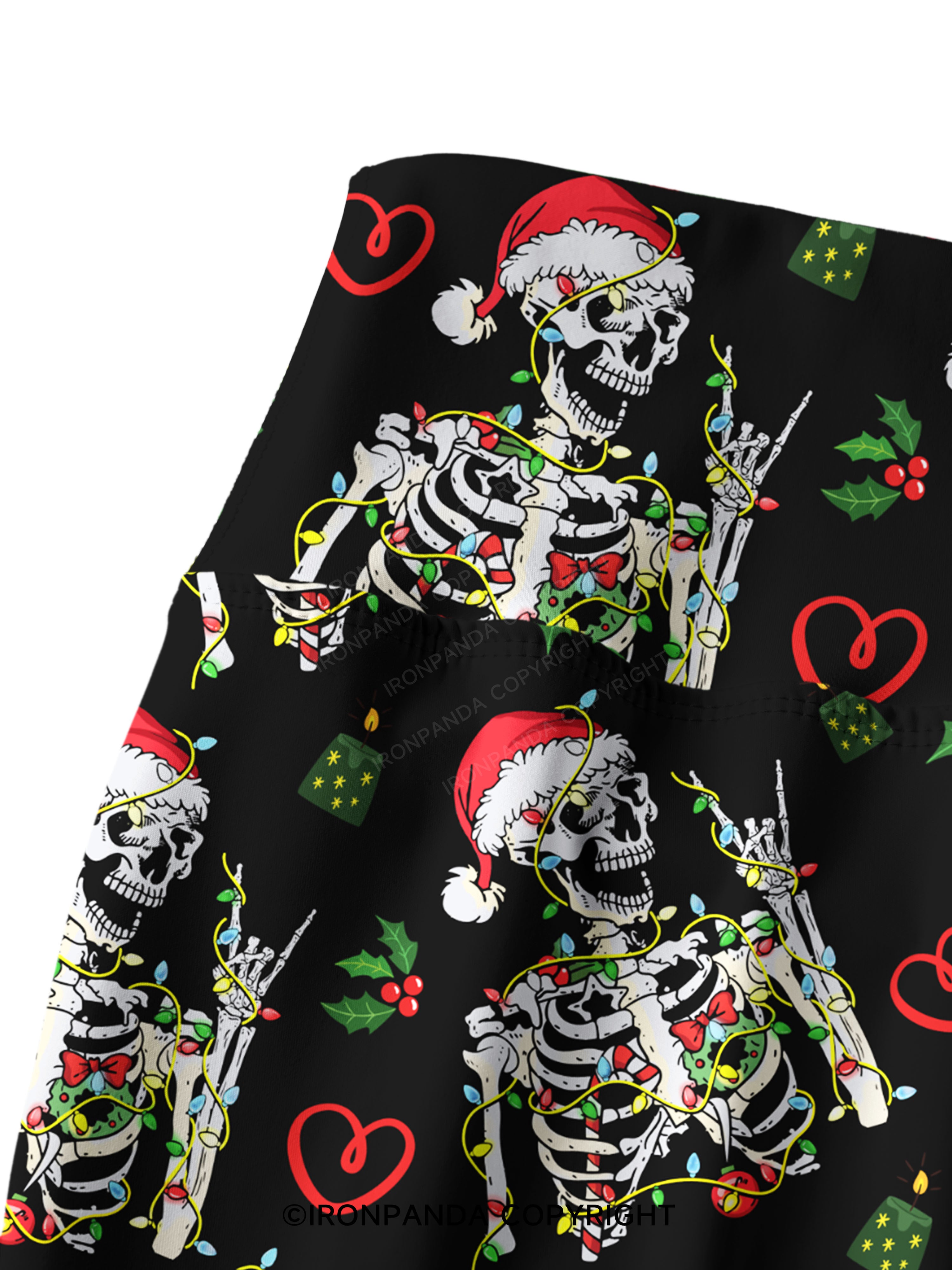 SKELETON WITH CHRISTMAS LIGHTS Printed Yoga Pants