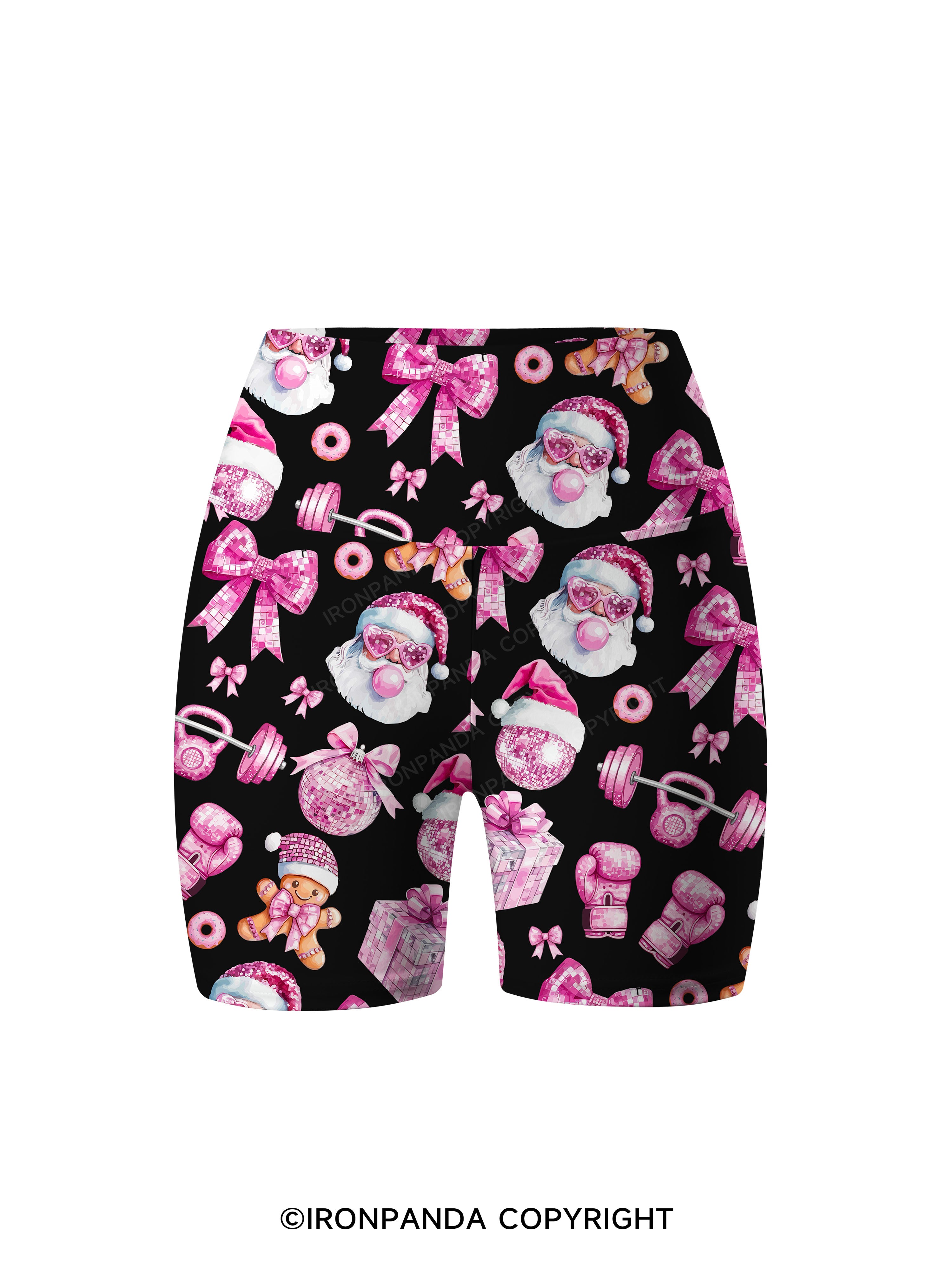 Holiday Hustle and Pink Glow Printed Yoga Cycling Shorts