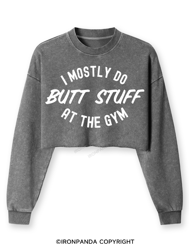I Only Do Butt Stuff Washed Long-Sleeve Crop Top