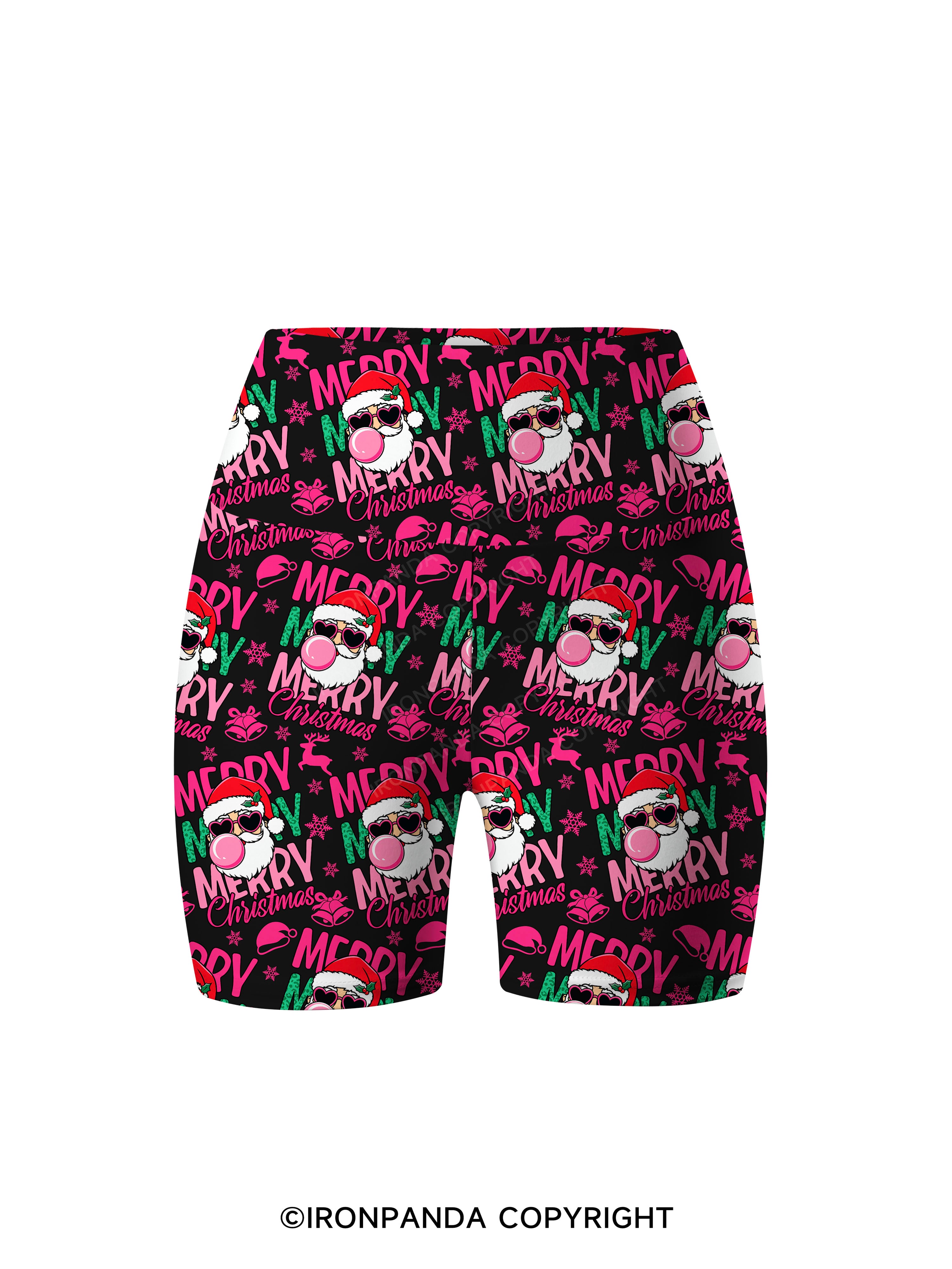 MERRY MERRY MERRY CHRISTMAS Printed Yoga Cycling Shorts