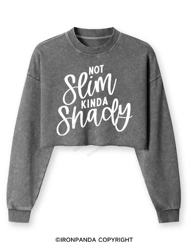 Not Slim Kinda Shady Washed Long-Sleeve Crop Top