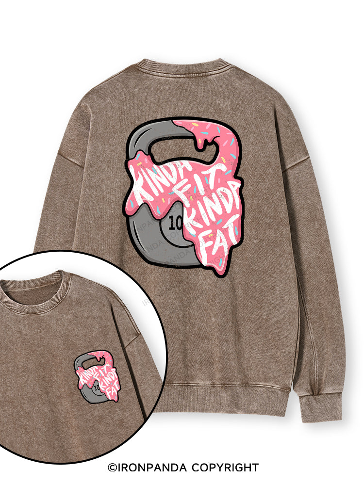 kinda fit sorta fat donut Double-Sided Printed Washed Sweatshirt