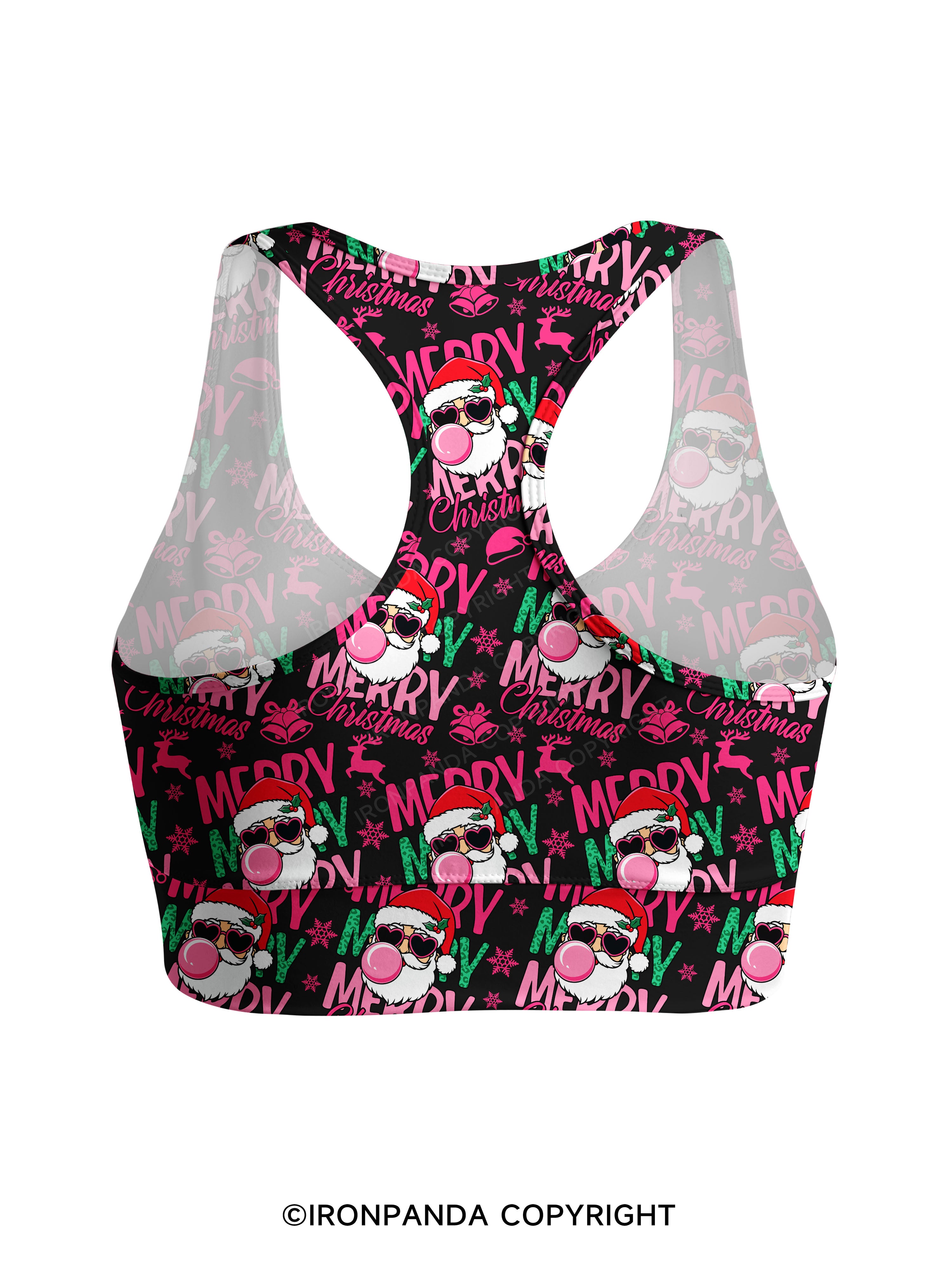 MERRY MERRY MERRY CHRISTMAS Racerback Sports Bra