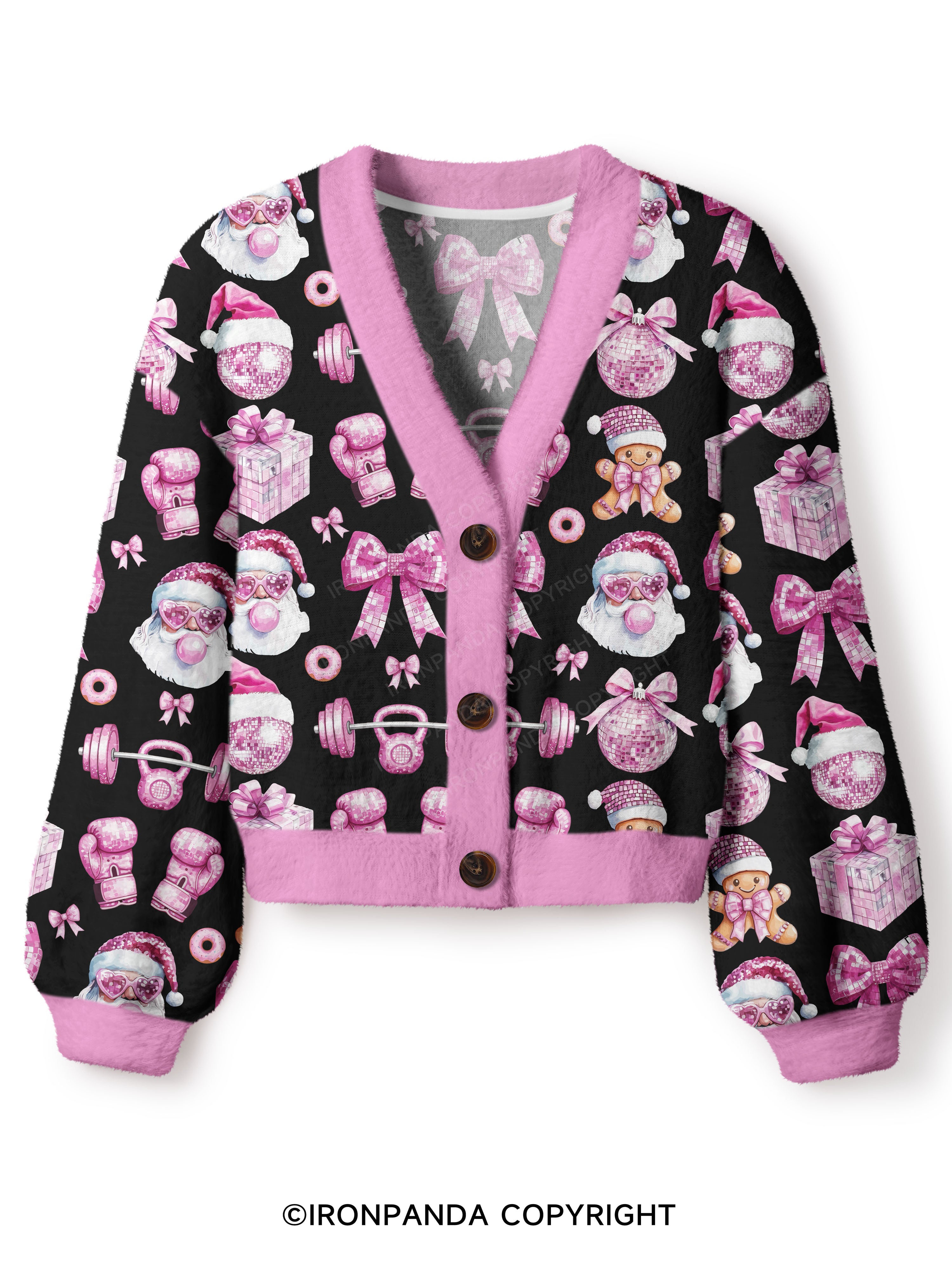 Holiday Hustle and Pink Glow Crop Ugly Cardigan Sweater
