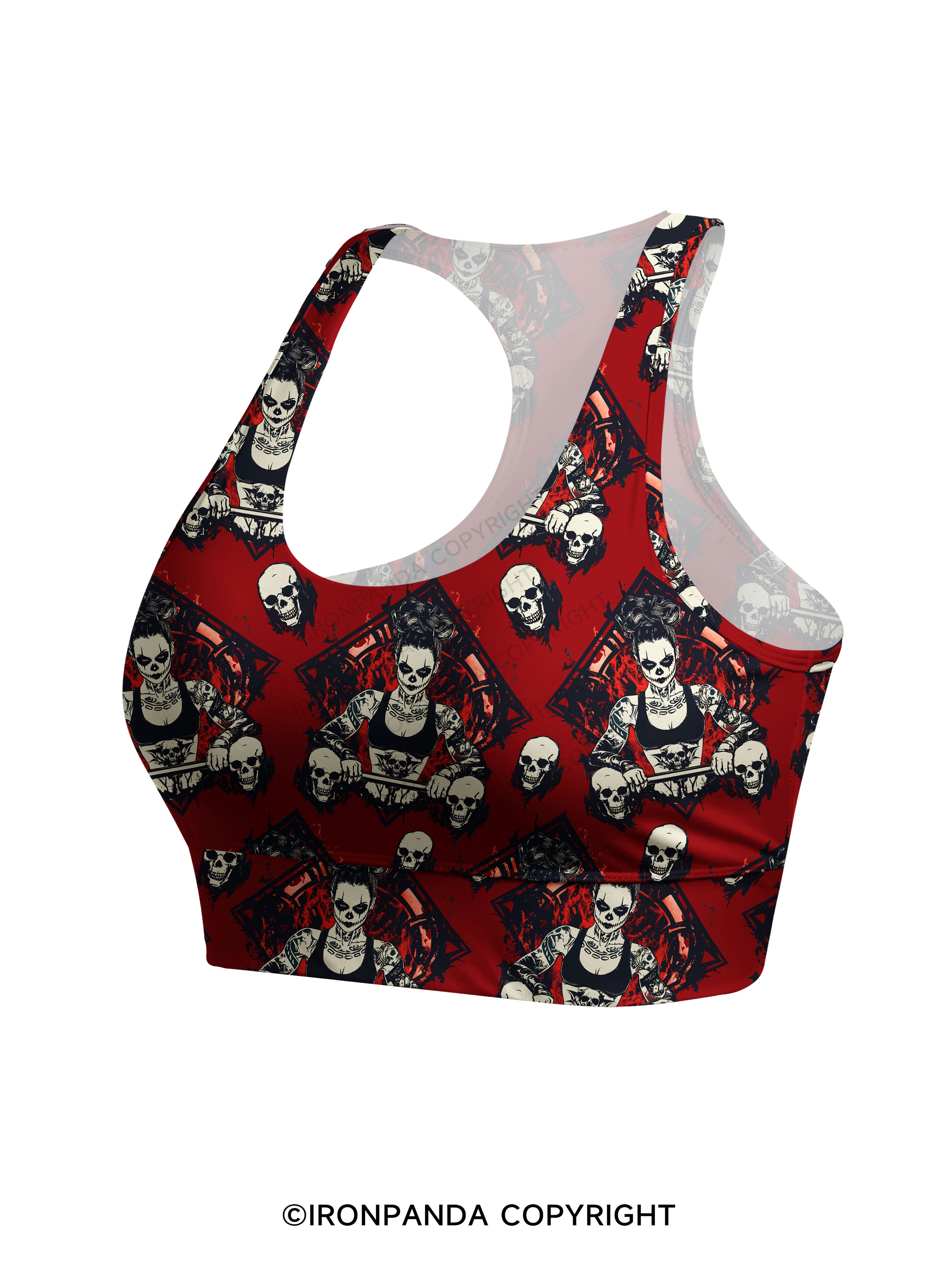 HEAVY LIFTS, DARK VIBES Racerback Sports Bra