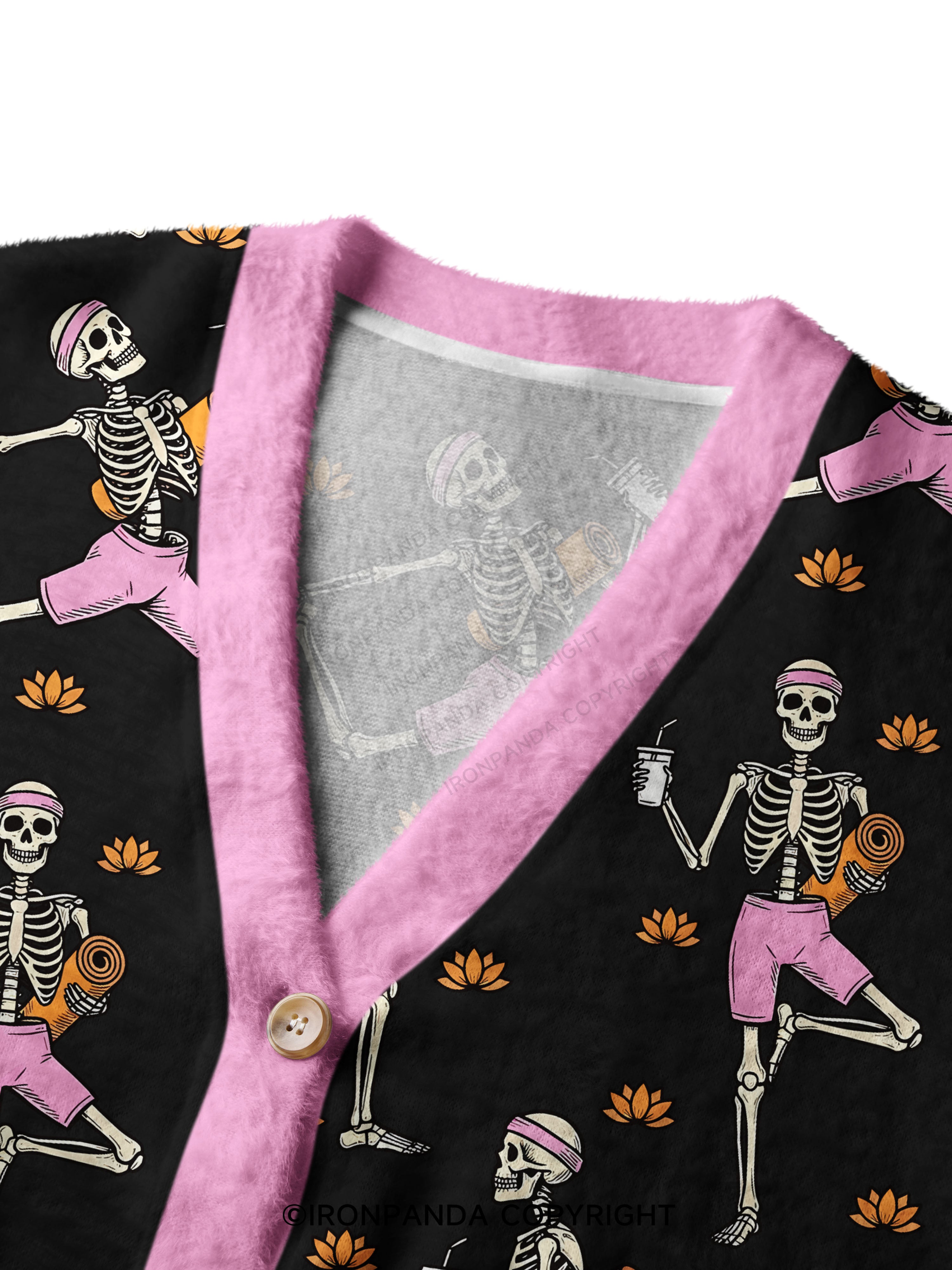 SKELETON YOGA FITNESS Ugly Cardigan Sweater