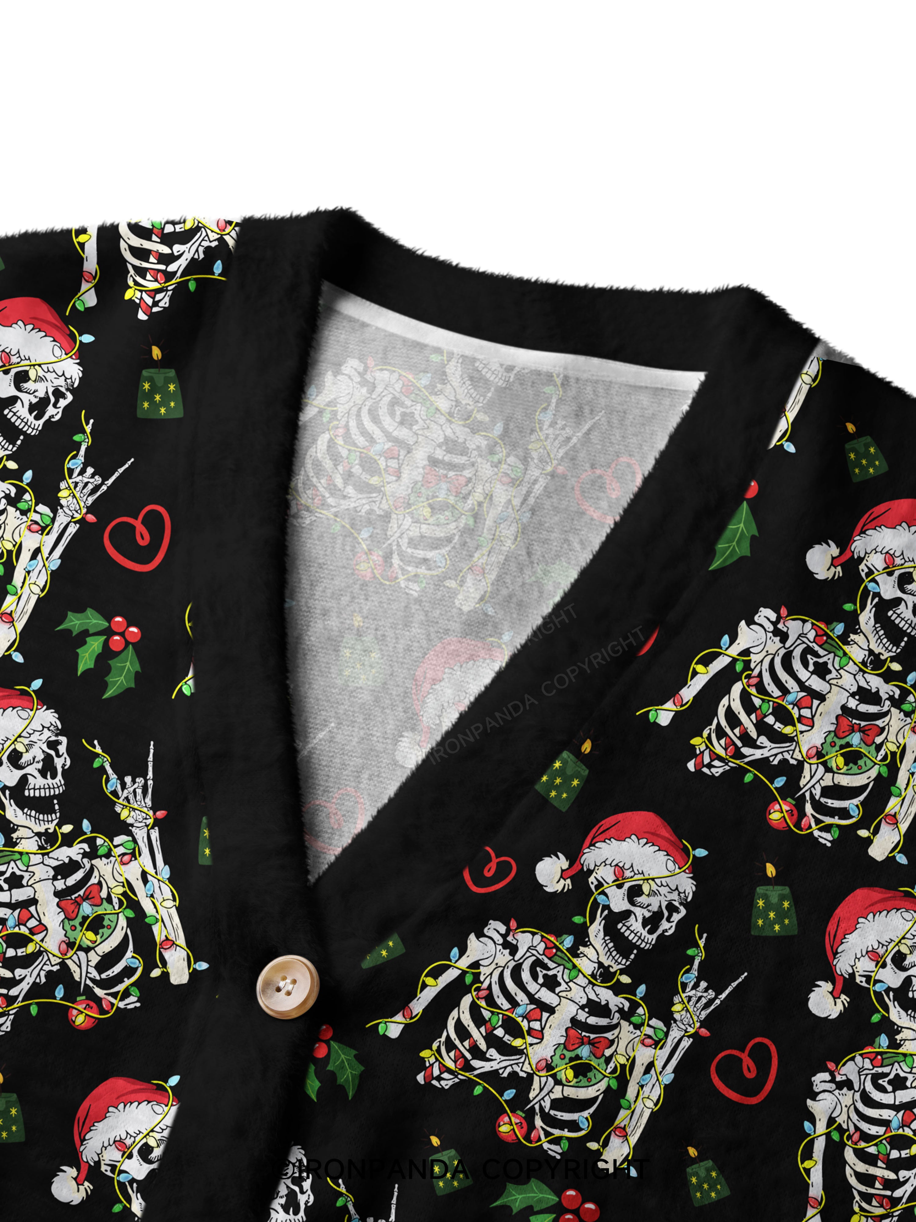 SKELETON WITH CHRISTMAS LIGHTS Ugly Cardigan Sweater