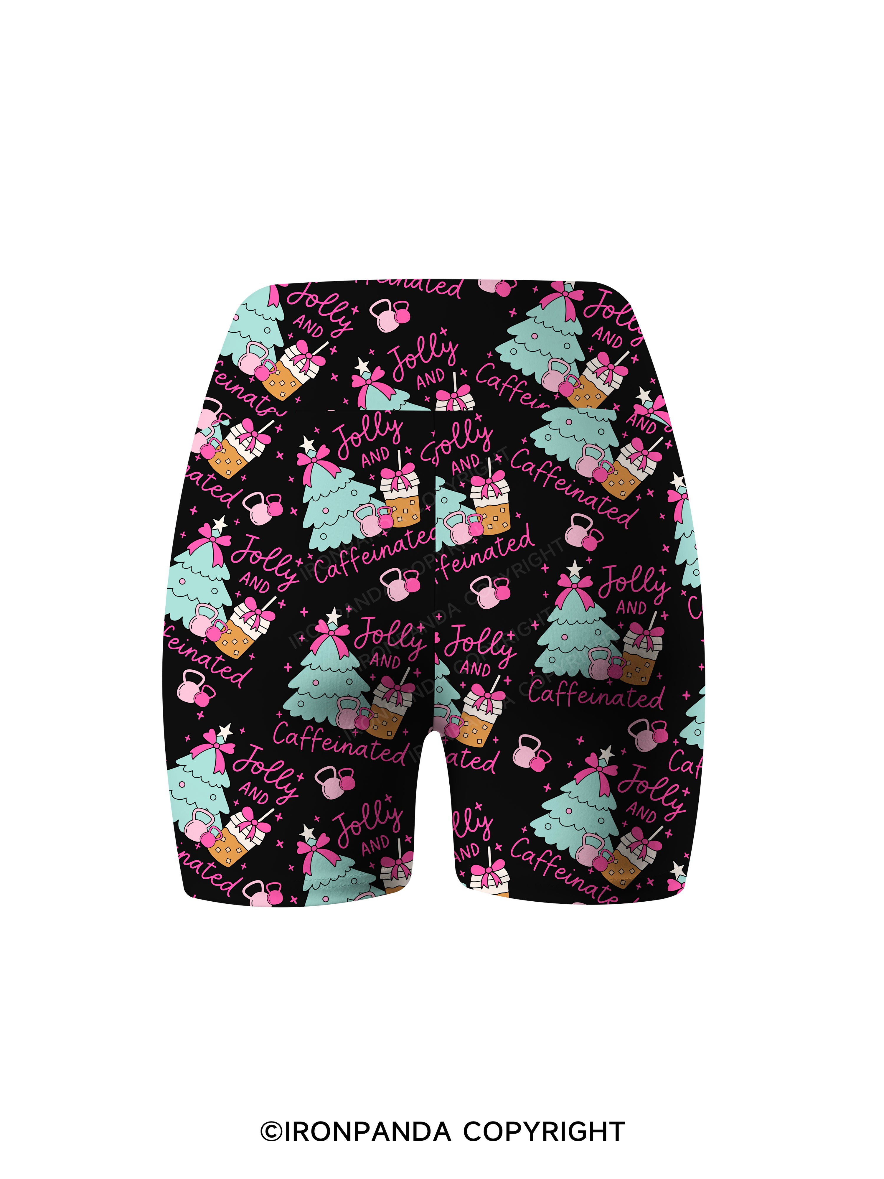 JOLLY AND CAFFEINATED Printed Yoga Cycling Shorts