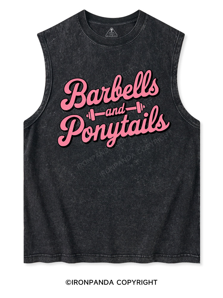BARBELLS AND PONYTAILS Washed Tank