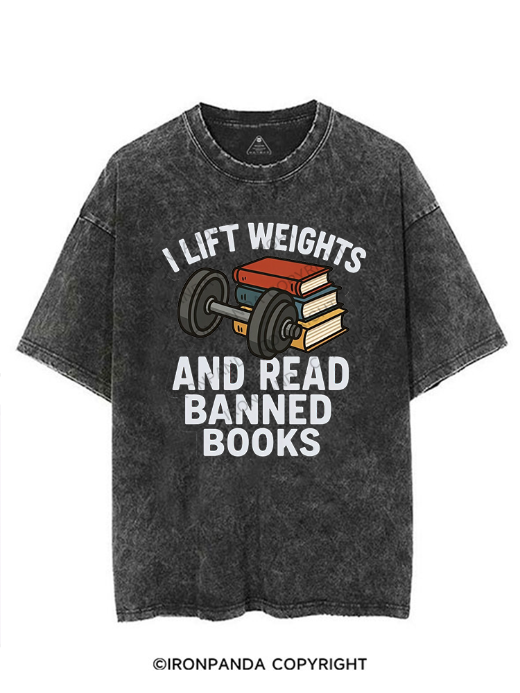 I LIFT WEIGHTS AND READ BANNED BOOKS VINTAGE GYM SHIRT