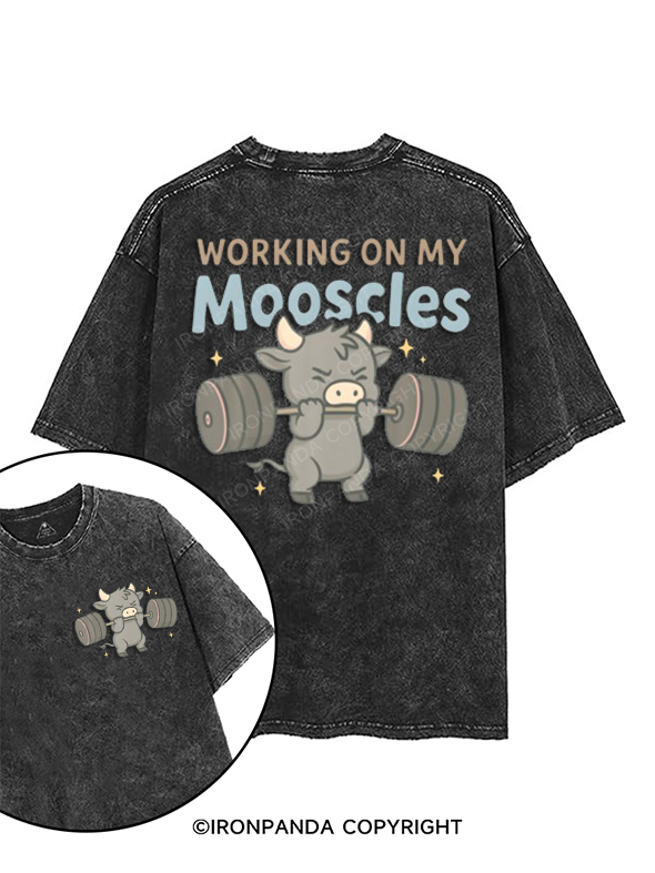 working on my mooscles printed Gym Shirt