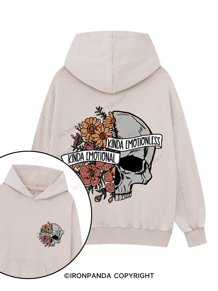 KINDA EMOTIONAL KINDA EMOTIONLESS Printed Washed Gym Hoodie