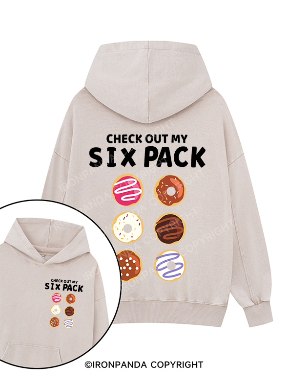 CHECK OUT MY SIX PACK Printed Washed Gym Hoodie