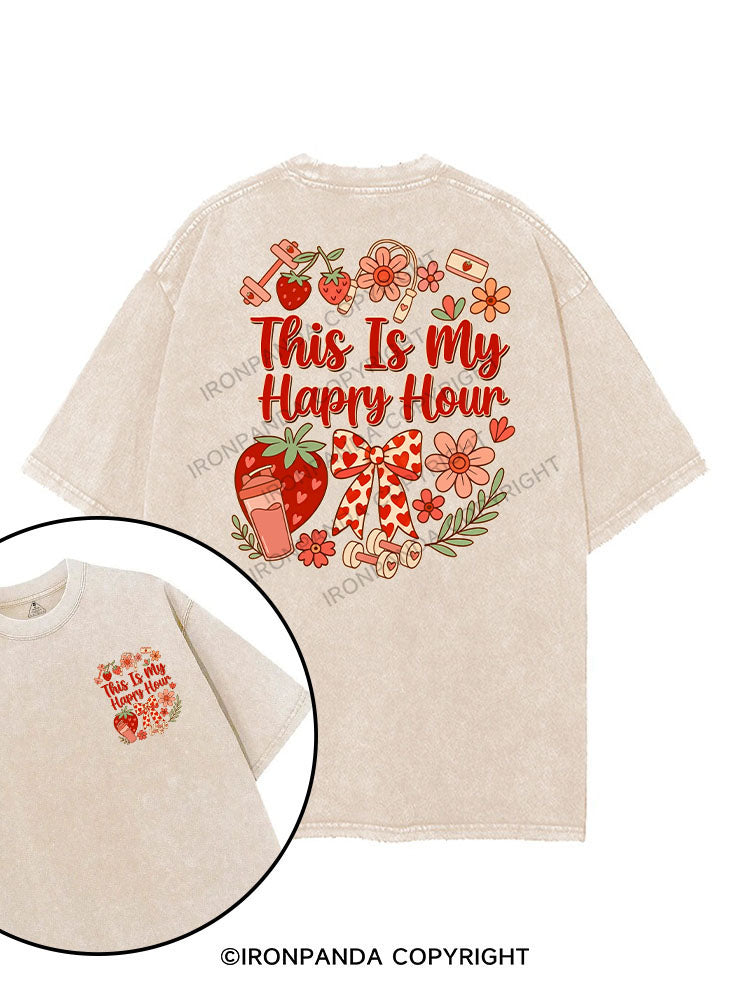 THIS IS MY HAPPY HOUR printed Gym Shirt