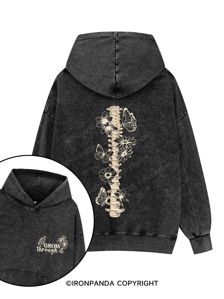 Grow Through It Printed Washed Gym Hoodie
