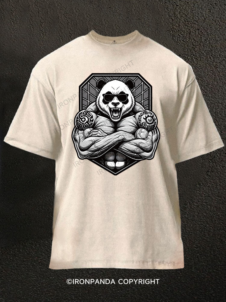 Iron Panda Muscle Washed Gym Shirt