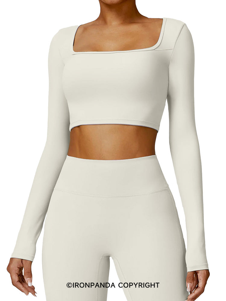 Square Neck Long Sleeve Yoga Top