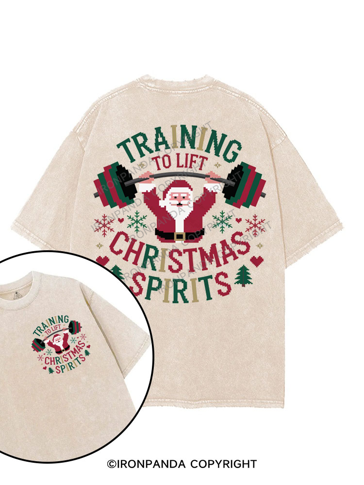 training to lift christmas spirits printed Gym Shirt