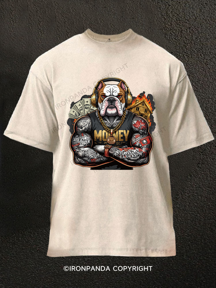 Rich muscular tattooed bulldog Washed Gym Shirt