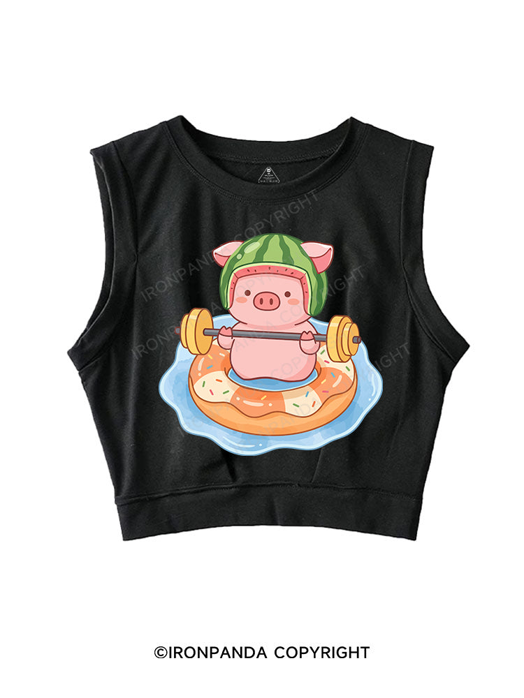 Watermelon Piggy SLEEVELESS CROP TOPS
