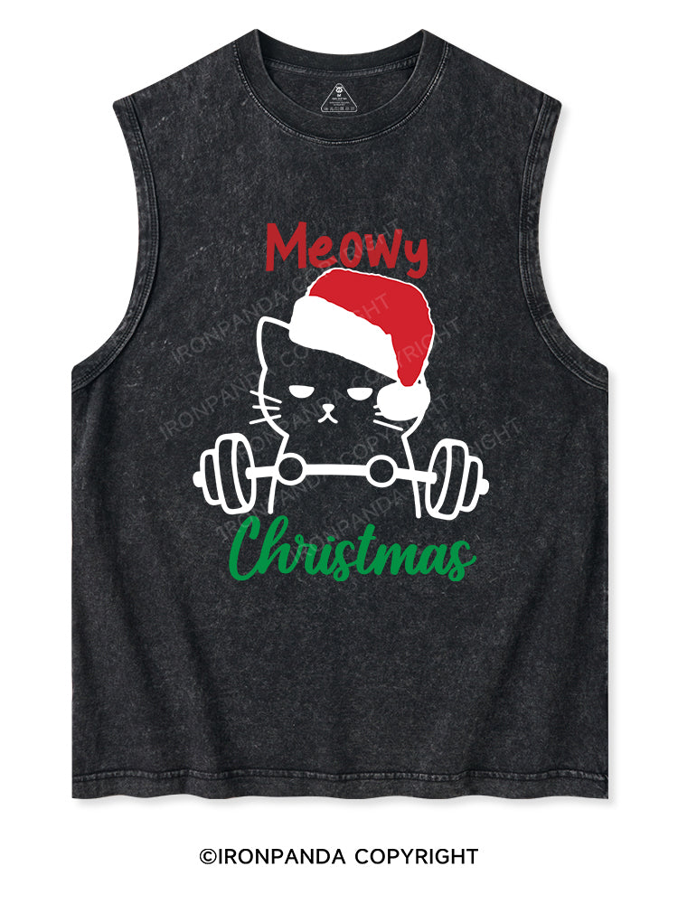 Meowy Christmas Washed Tank