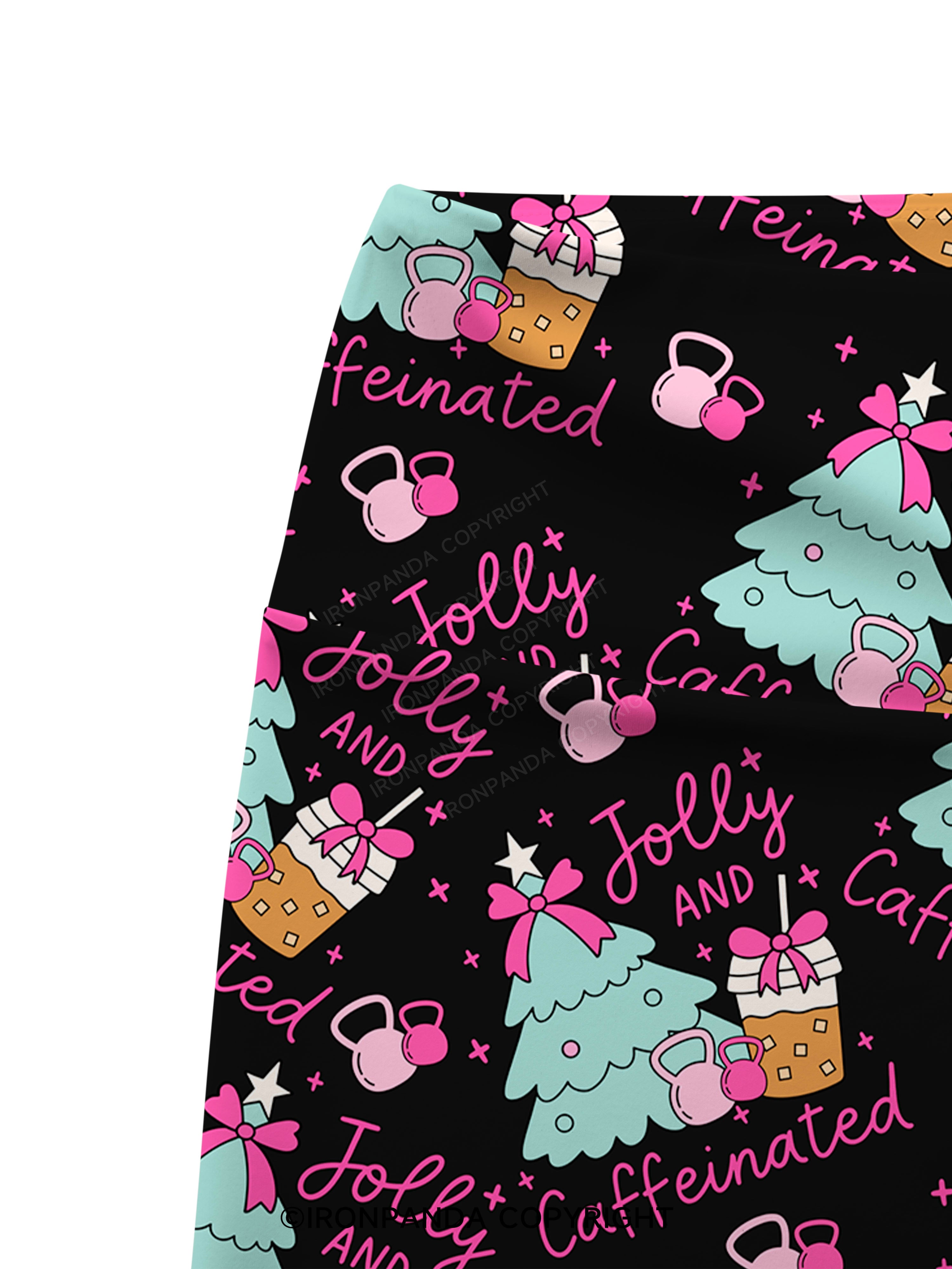 JOLLY AND CAFFEINATED Printed Yoga Cycling Shorts