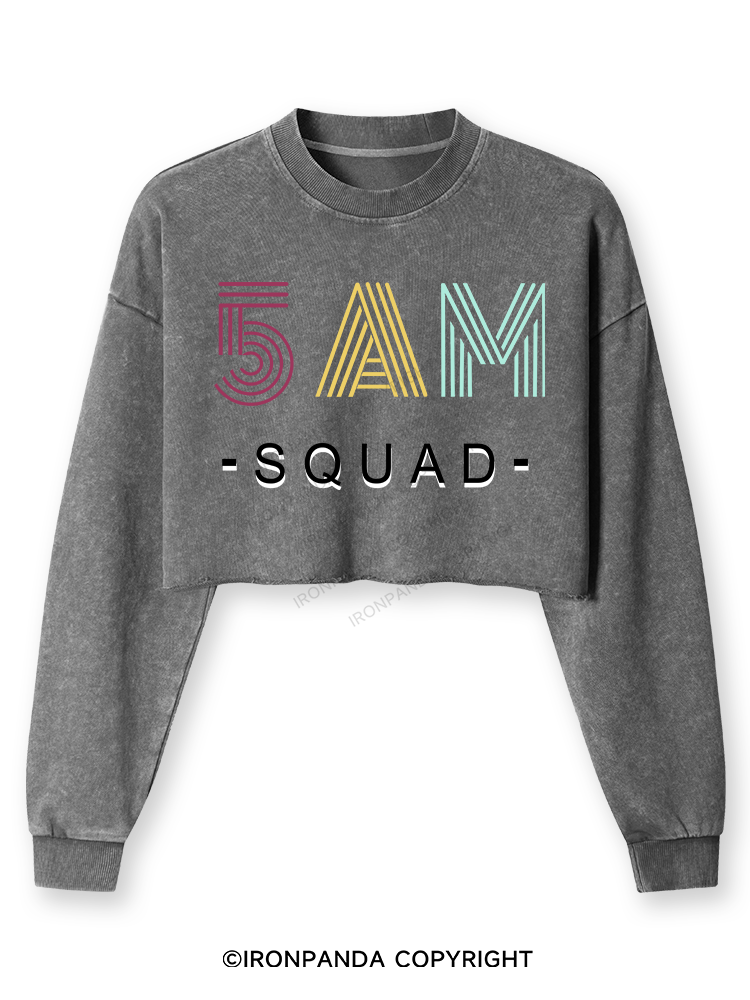 5 AM SQUAD Washed Long-Sleeve Crop Top