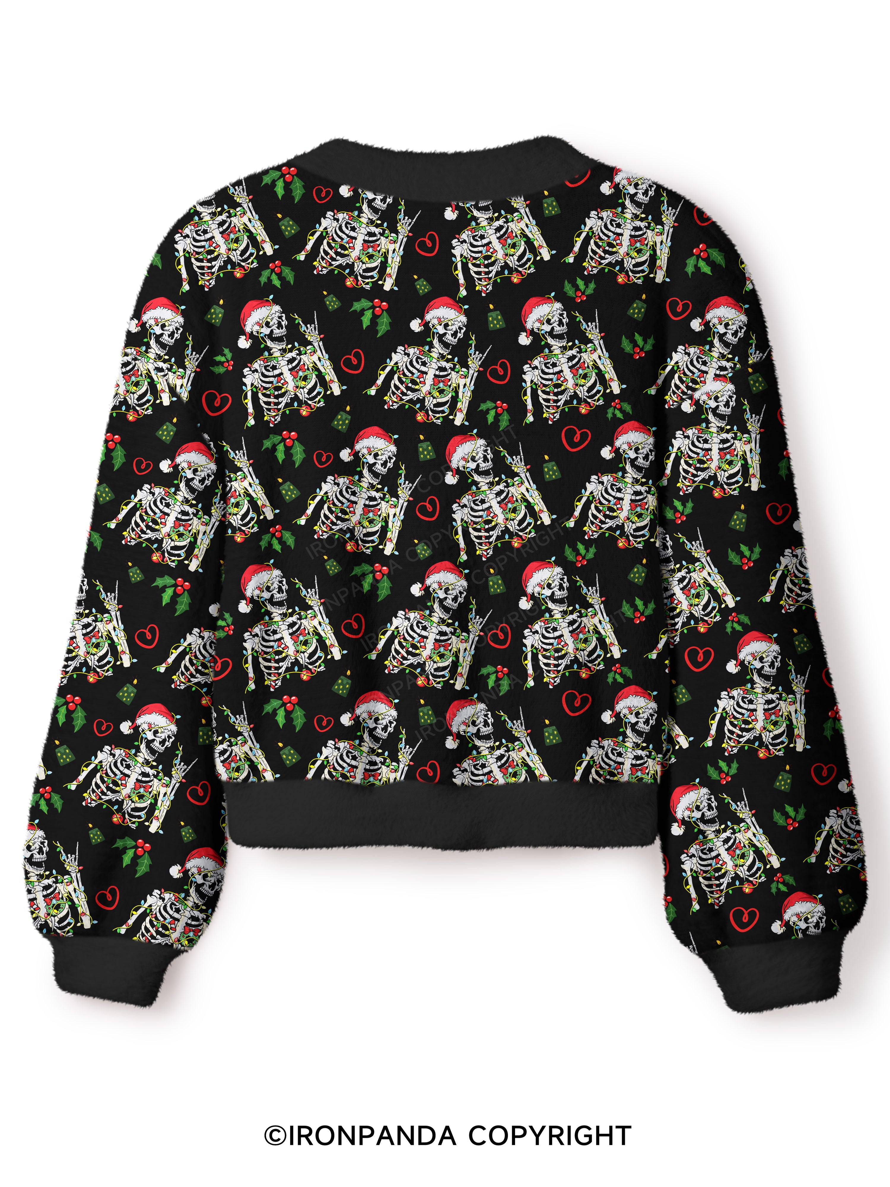 SKELETON WITH CHRISTMAS LIGHTS Crop Ugly Cardigan Sweater