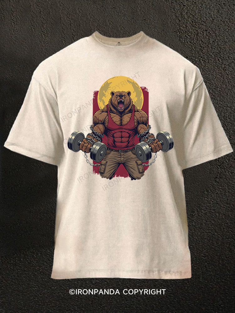 Beast Mode Bear Washed Gym Shirt
