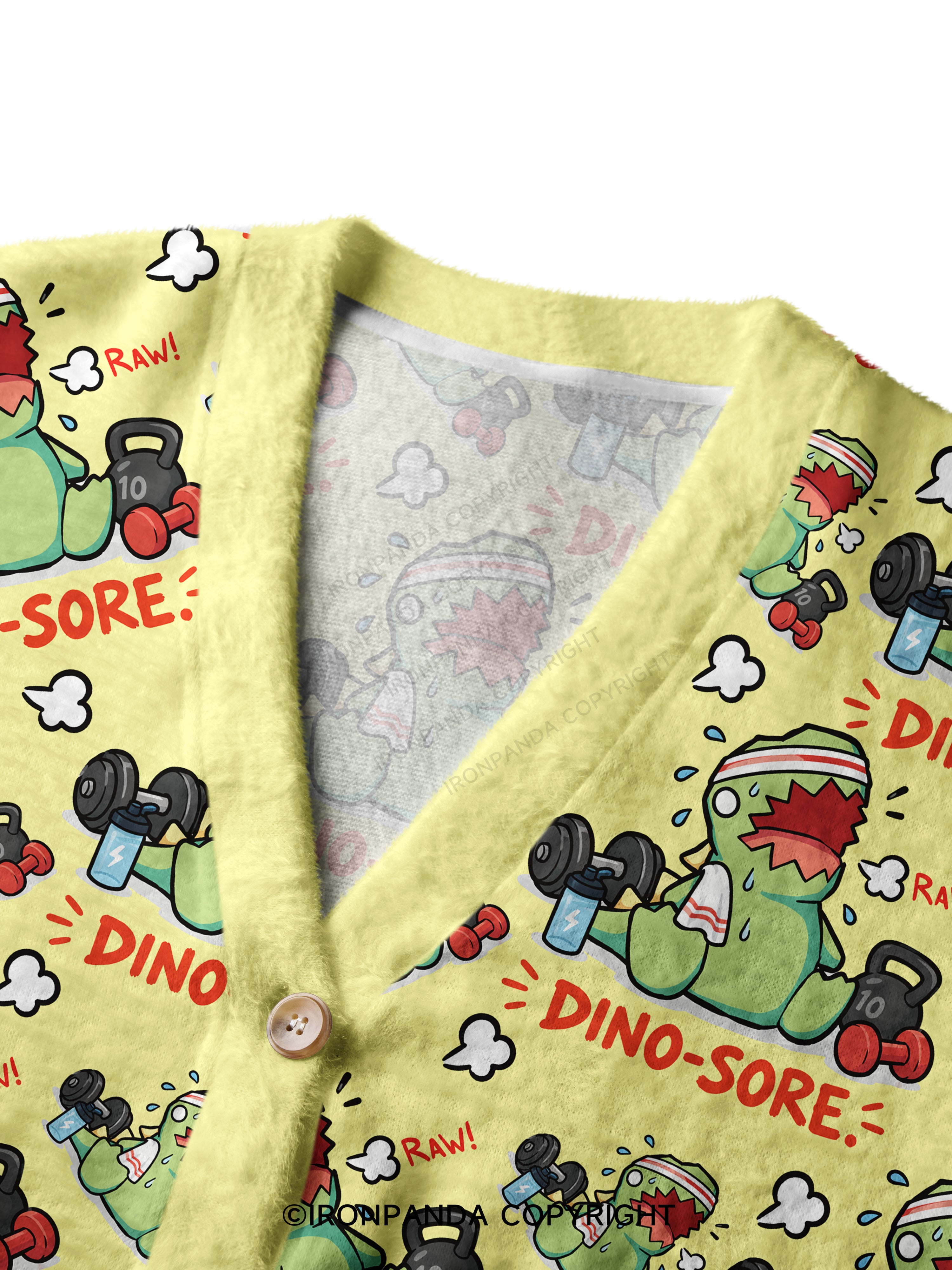 RAW! DINO-SORE Crop Ugly Cardigan Sweater