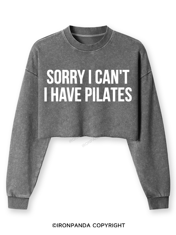 Sorry I Can’t Have Pilates Washed Long-Sleeve Crop Top