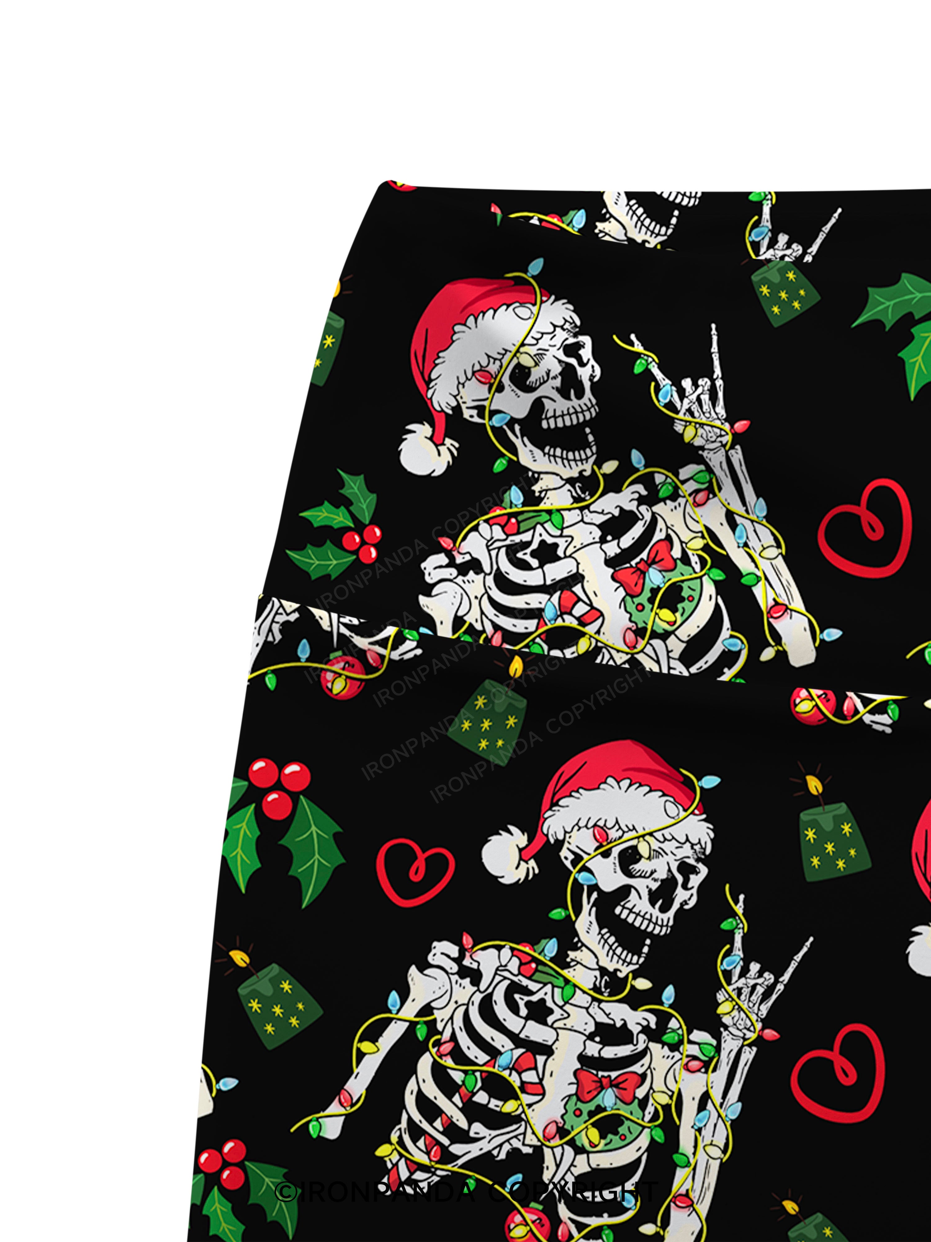 SKELETON WITH CHRISTMAS LIGHTS Printed Yoga Cycling Shorts