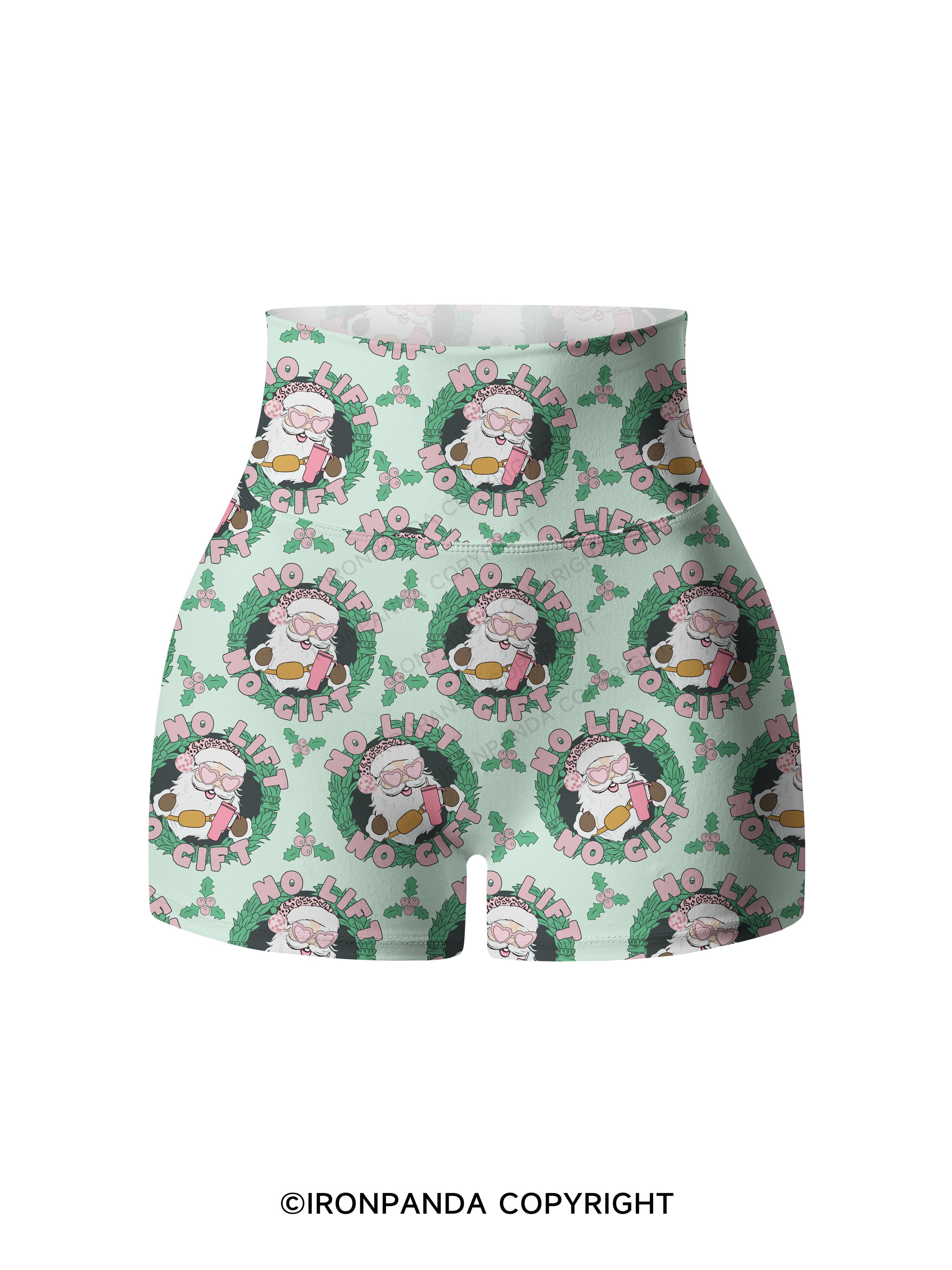 Christmas no lift no gift Printed Yoga Shorts