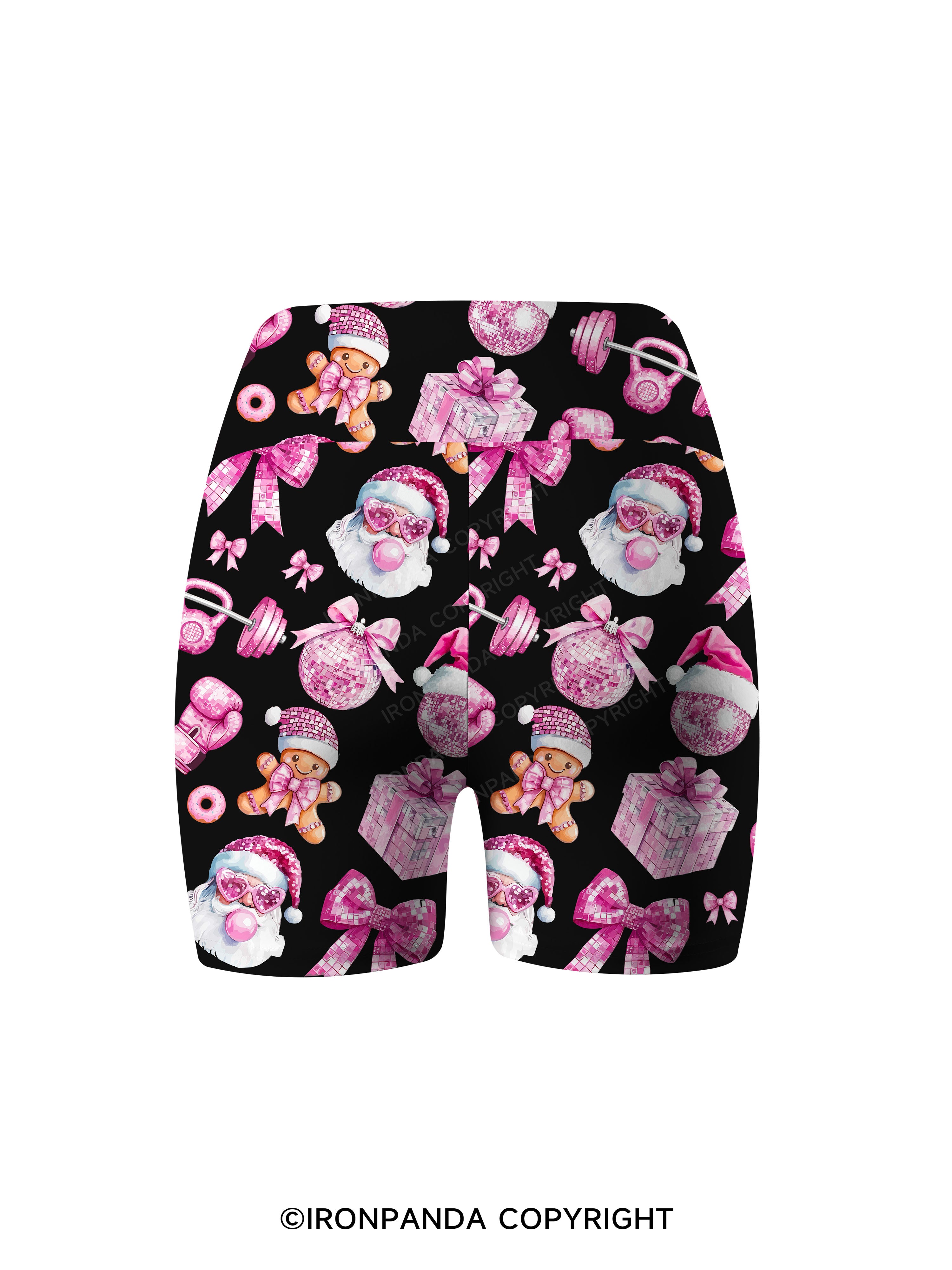Holiday Hustle and Pink Glow Printed Yoga Cycling Shorts