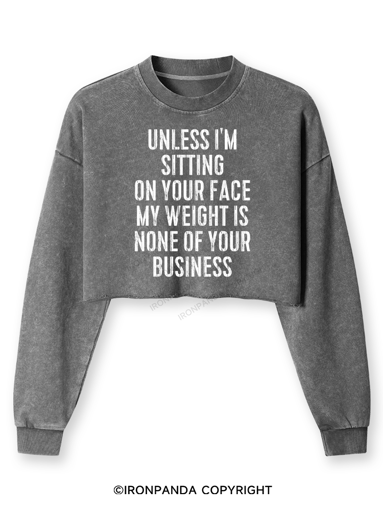 UNLESS I'M SITTING ON YOUR FACE Washed Long-Sleeve Crop Top