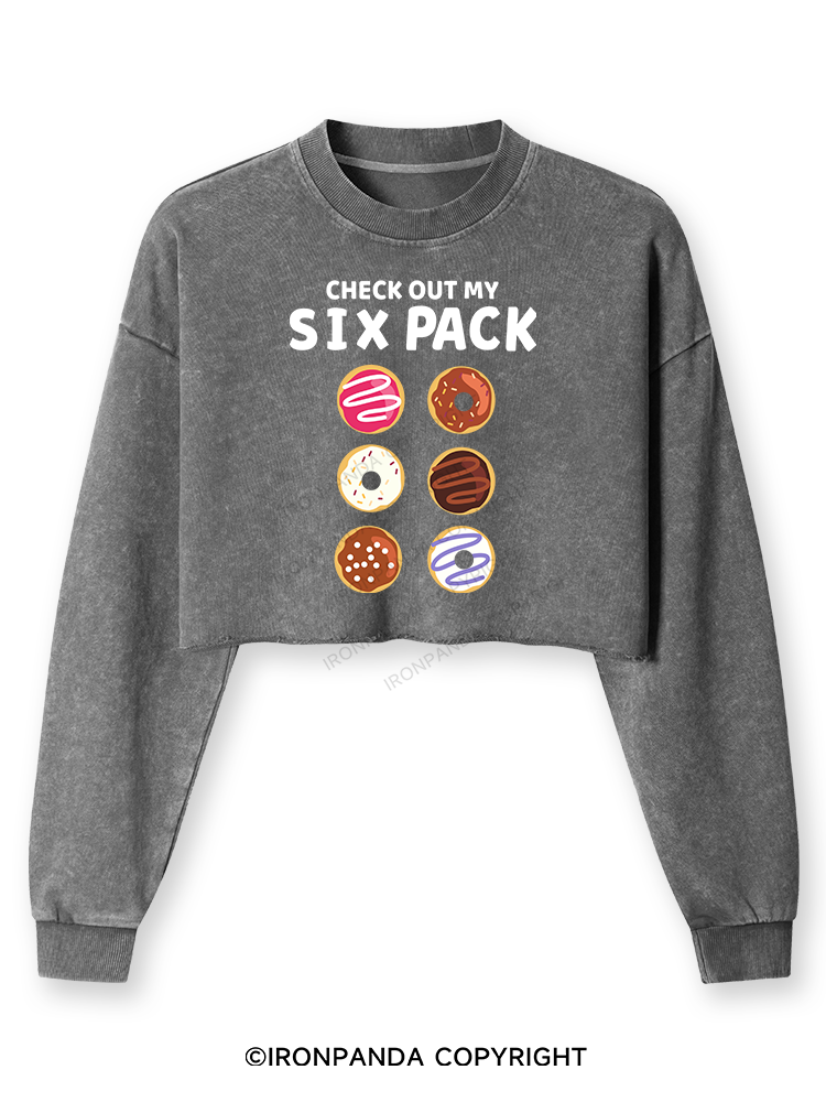 CHECK OUT MY SIX PACK Washed Long-Sleeve Crop Top