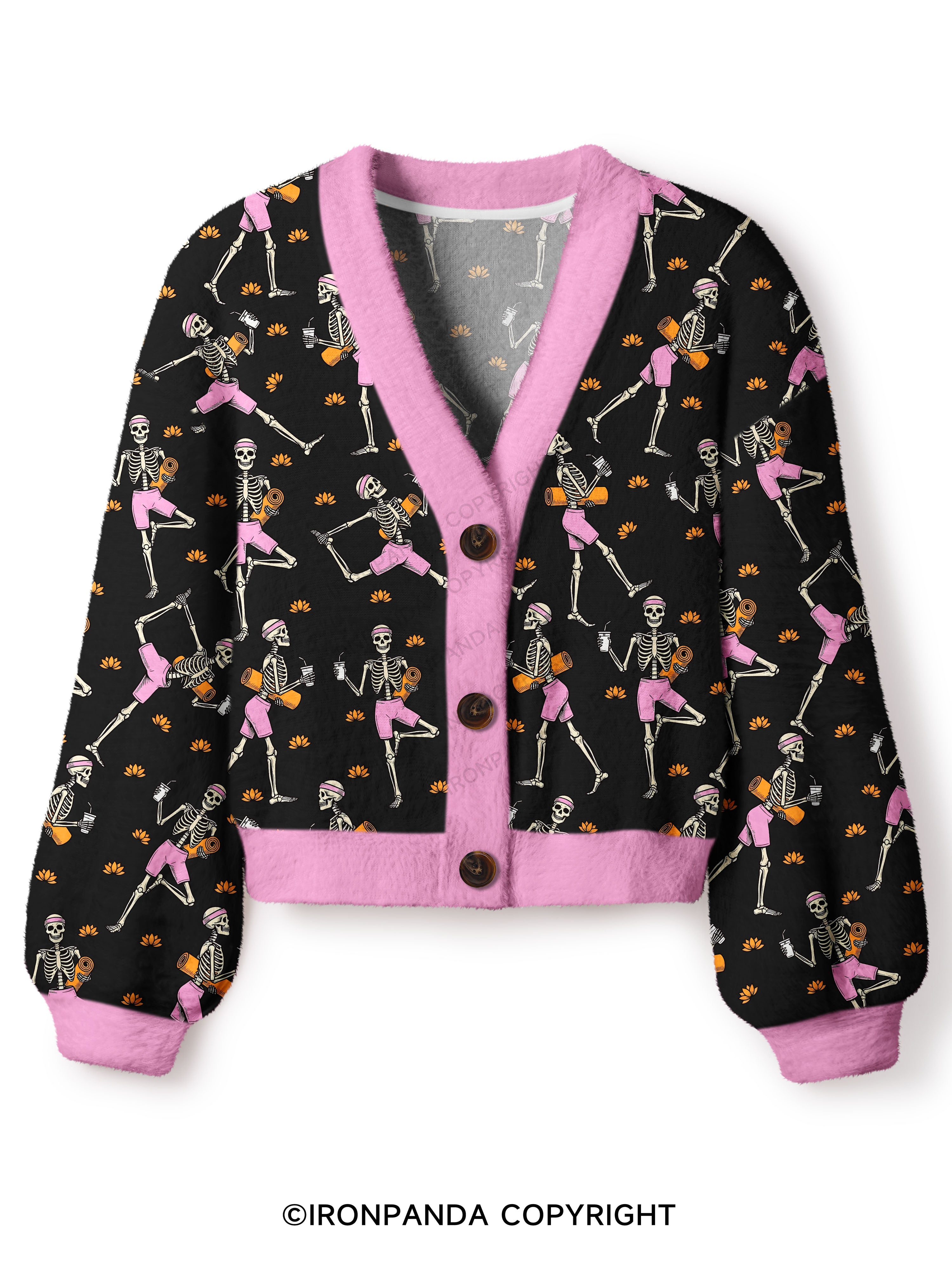 SKELETON YOGA FITNESS Crop Ugly Cardigan Sweater