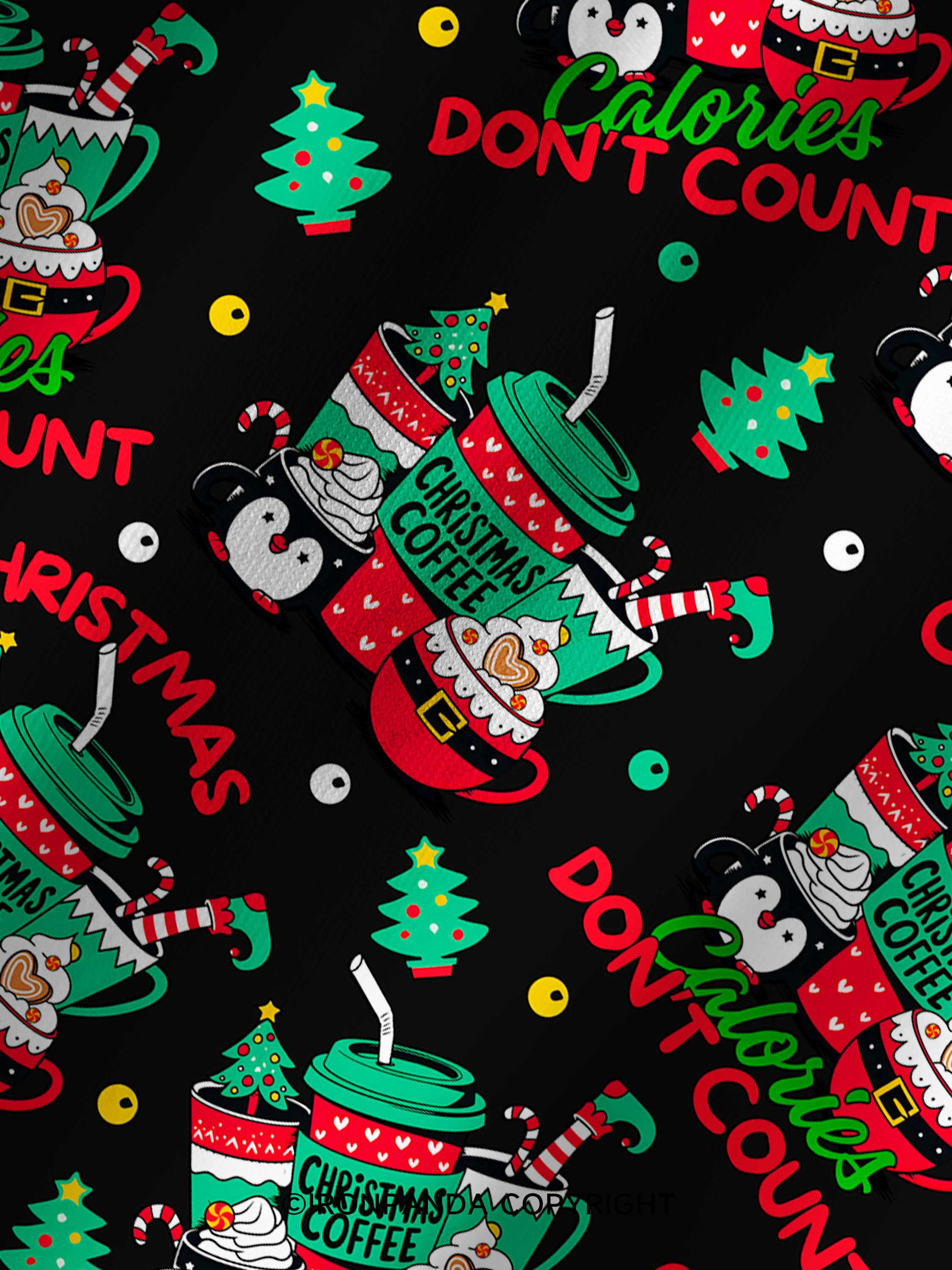 CHRISTMAS CALORIES DON'T COUNT Printed Yoga Shorts