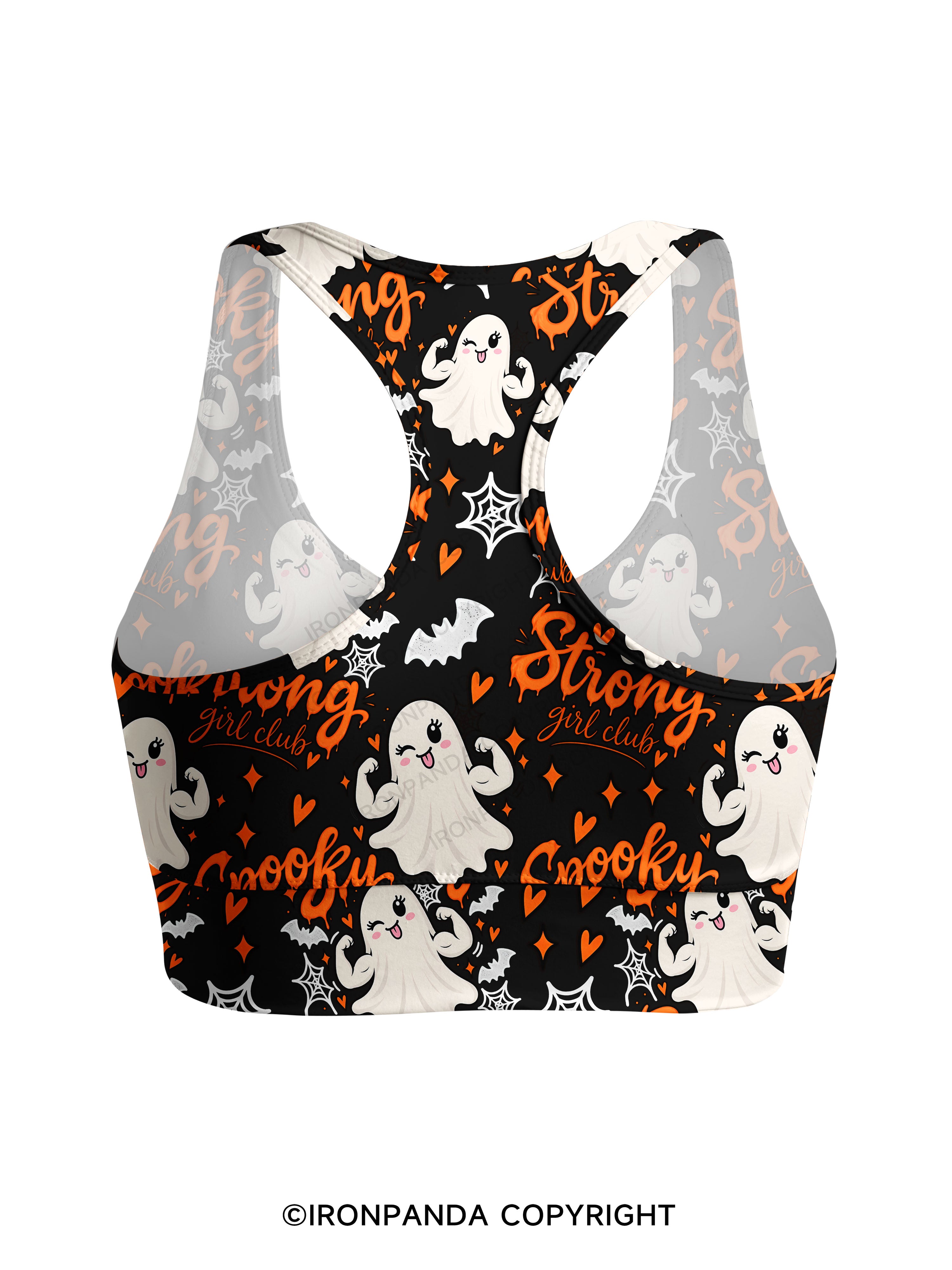 SPOOKY STRONG GIRL CLUB Racerback Sports Bra