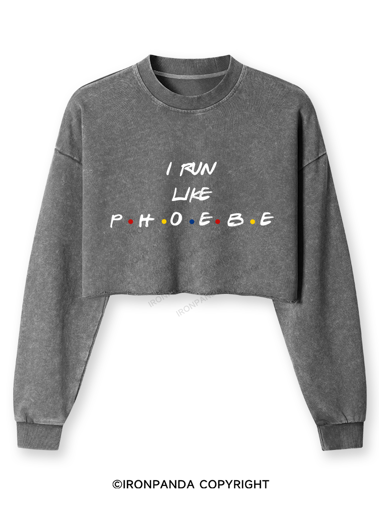 I RUN LIKE PHOEBE Washed Long-Sleeve Crop Top